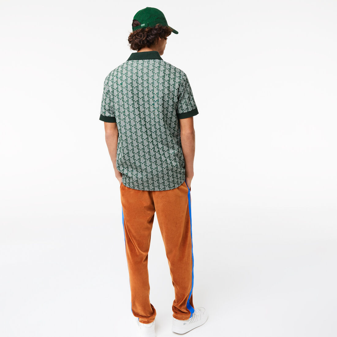 Men's Classic Fit Monogram Print Contrast Collar Polo Shirt Men's Classic Fit Monogram Print Contrast Collar Polo Shirt