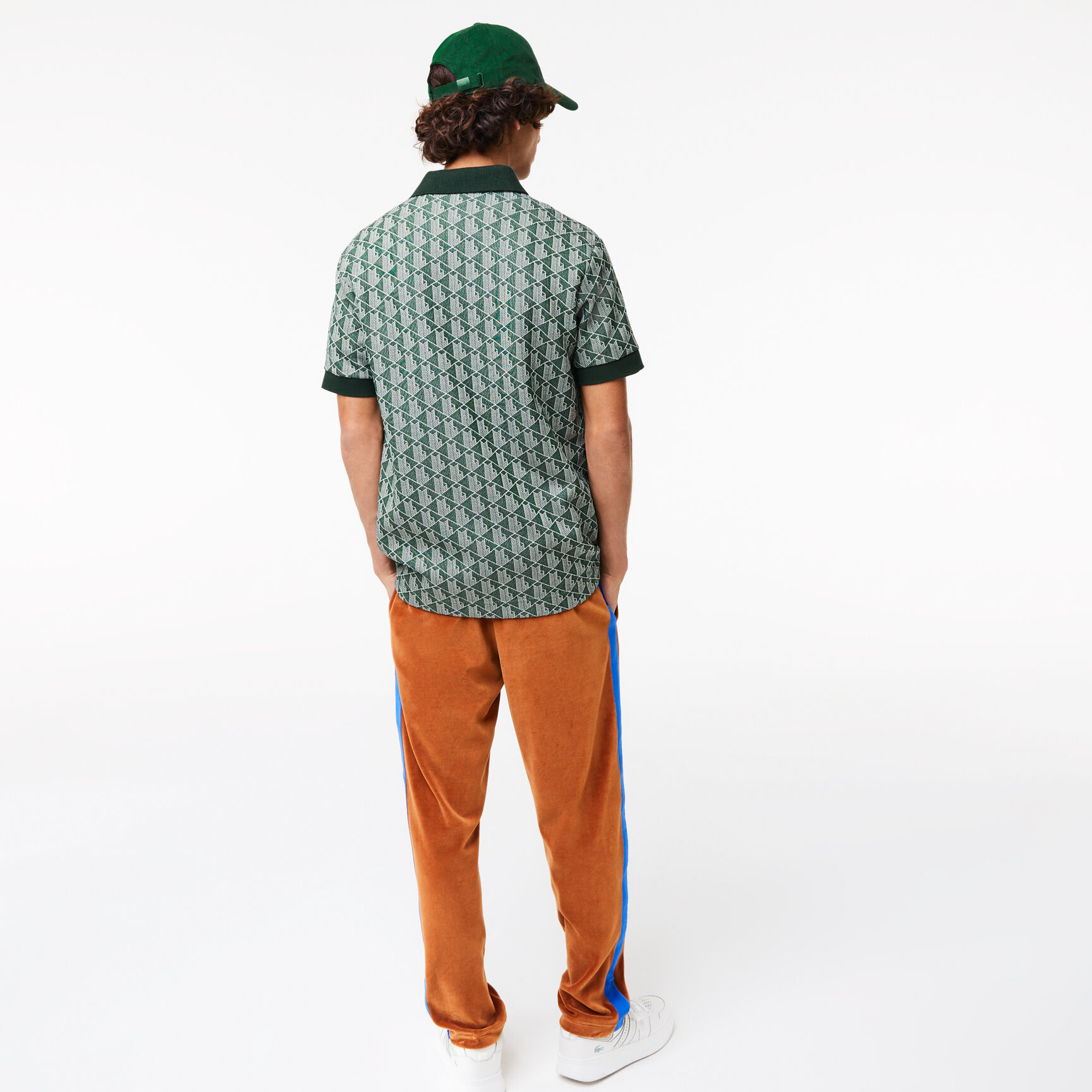 Men's Classic Fit Monogram Print Contrast Collar Polo Shirt Men's Classic Fit Monogram Print Contrast Collar Polo Shirt