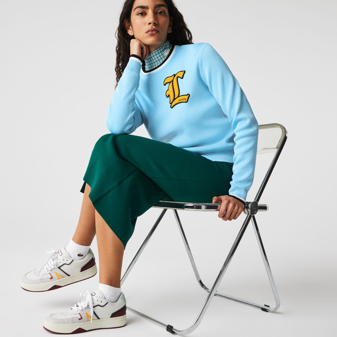 Women’s Lacoste L!VE Crew Neck Badge Cotton Sweater Women’s Lacoste L!VE Crew Neck Badge Cotton Sweater