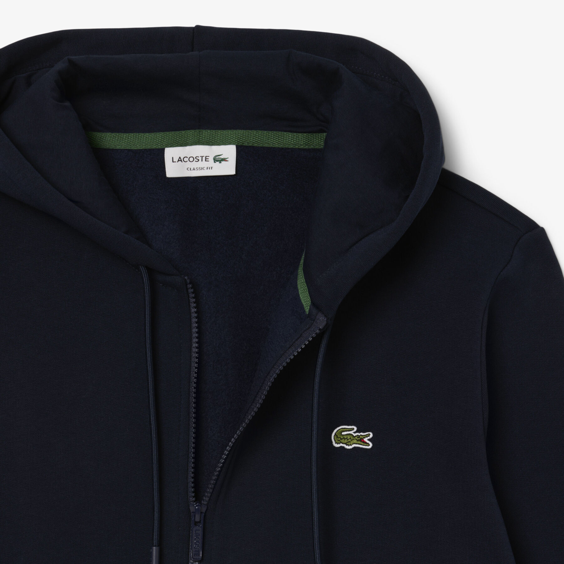 lacoste zip up fleece hoodie