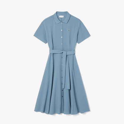 Flared Mini-pique Polo Dress