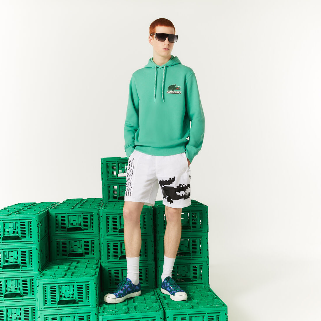 Unisex Lacoste x Minecraft Hooded Cotton Fleece Hoodie Unisex Lacoste x Minecraft Hooded Cotton Fleece Hoodie
