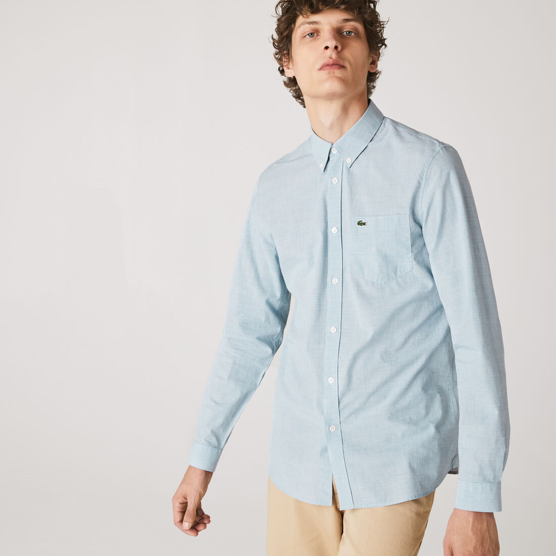 Men's Slim Fit Small Houndstooth Print Cotton Shirt Men's Slim Fit Small Houndstooth Print Cotton Shirt