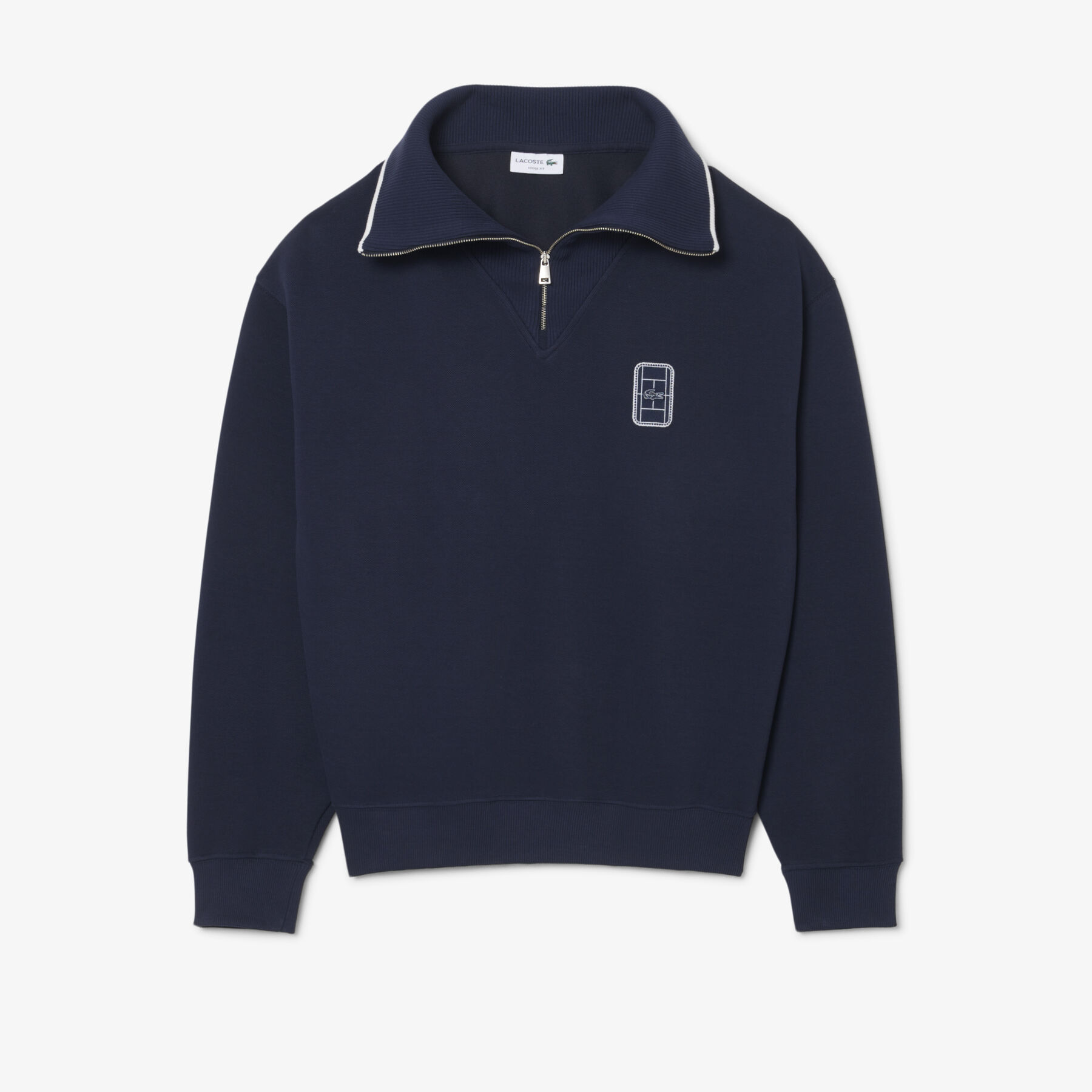 Loose Fit High Zipped Neck Badge Accent Sweatshirt lacoste loose fit high zipped neck badge accent sweatshirt