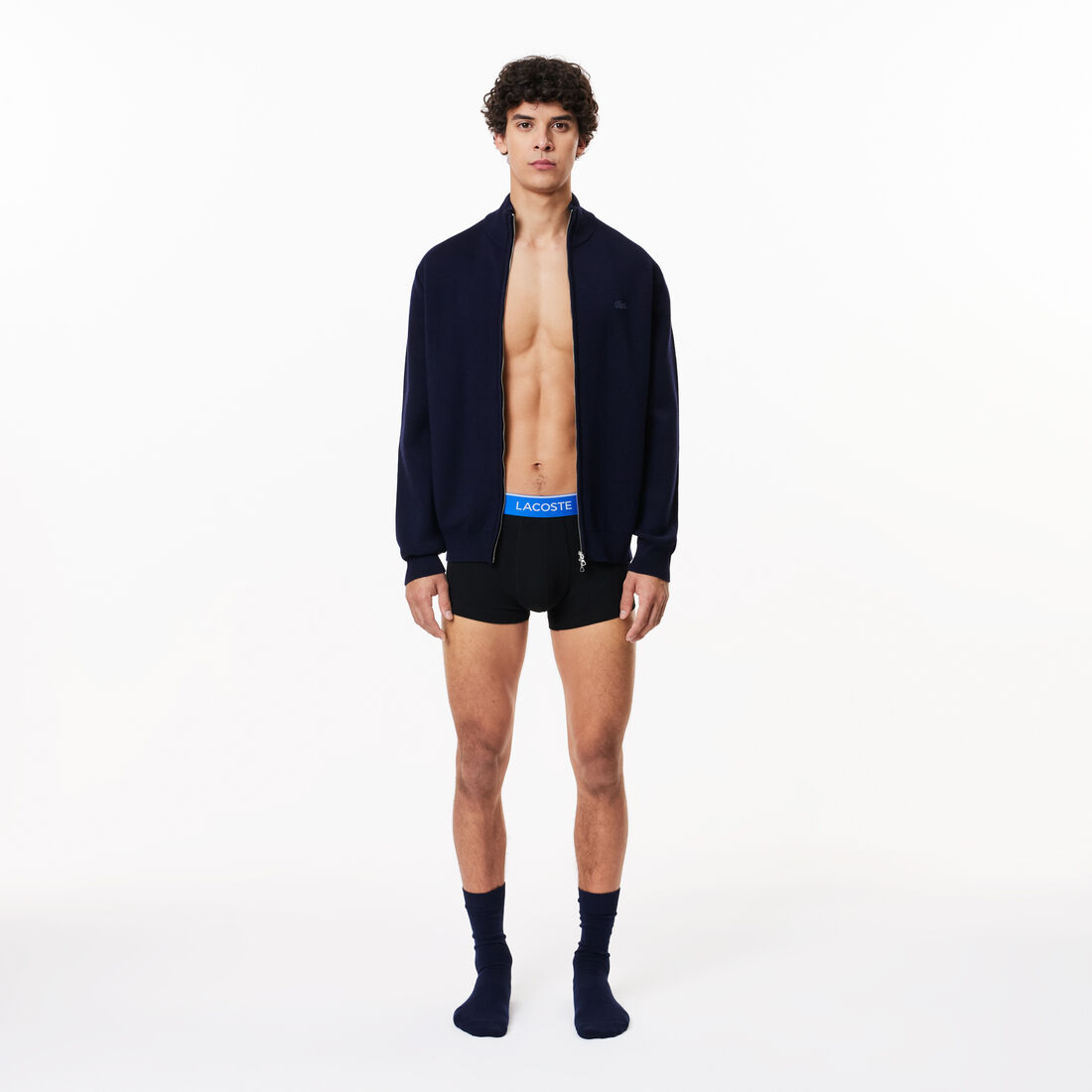 مجموعة من 3 سراويل داخلية كاجوال باللون الكحلي مع حزام خصر متباين مجموعة من 3 سراويل داخلية كاجوال باللون الكحلي مع حزام خصر متباين