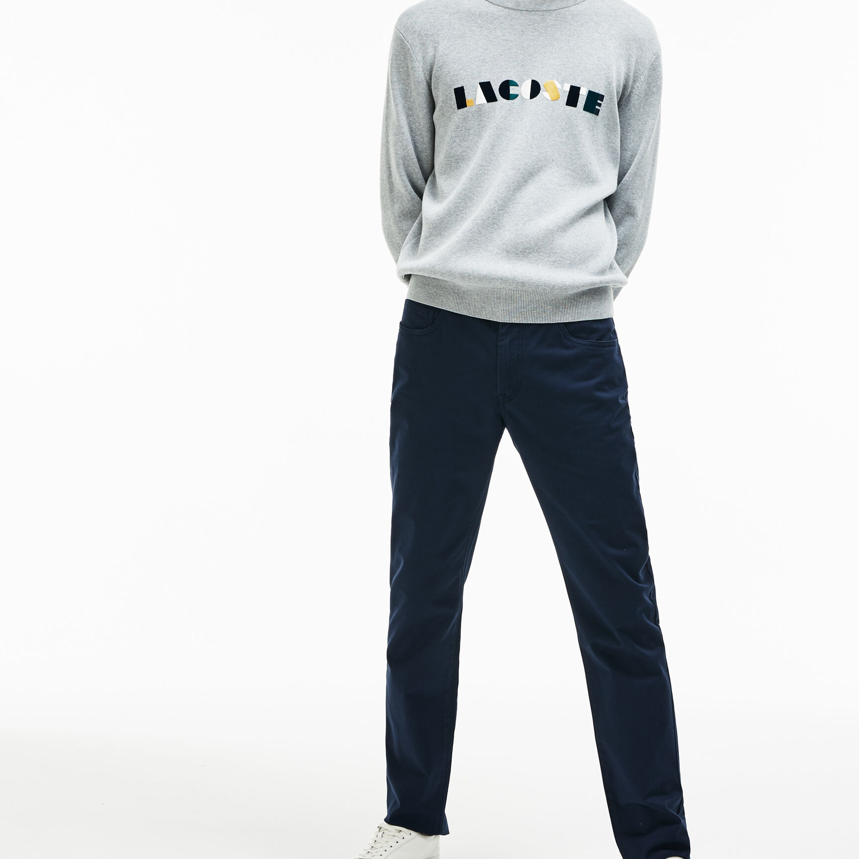 بنطال من القطن المرن بقصة ضيقة 5 جيوب للرجال