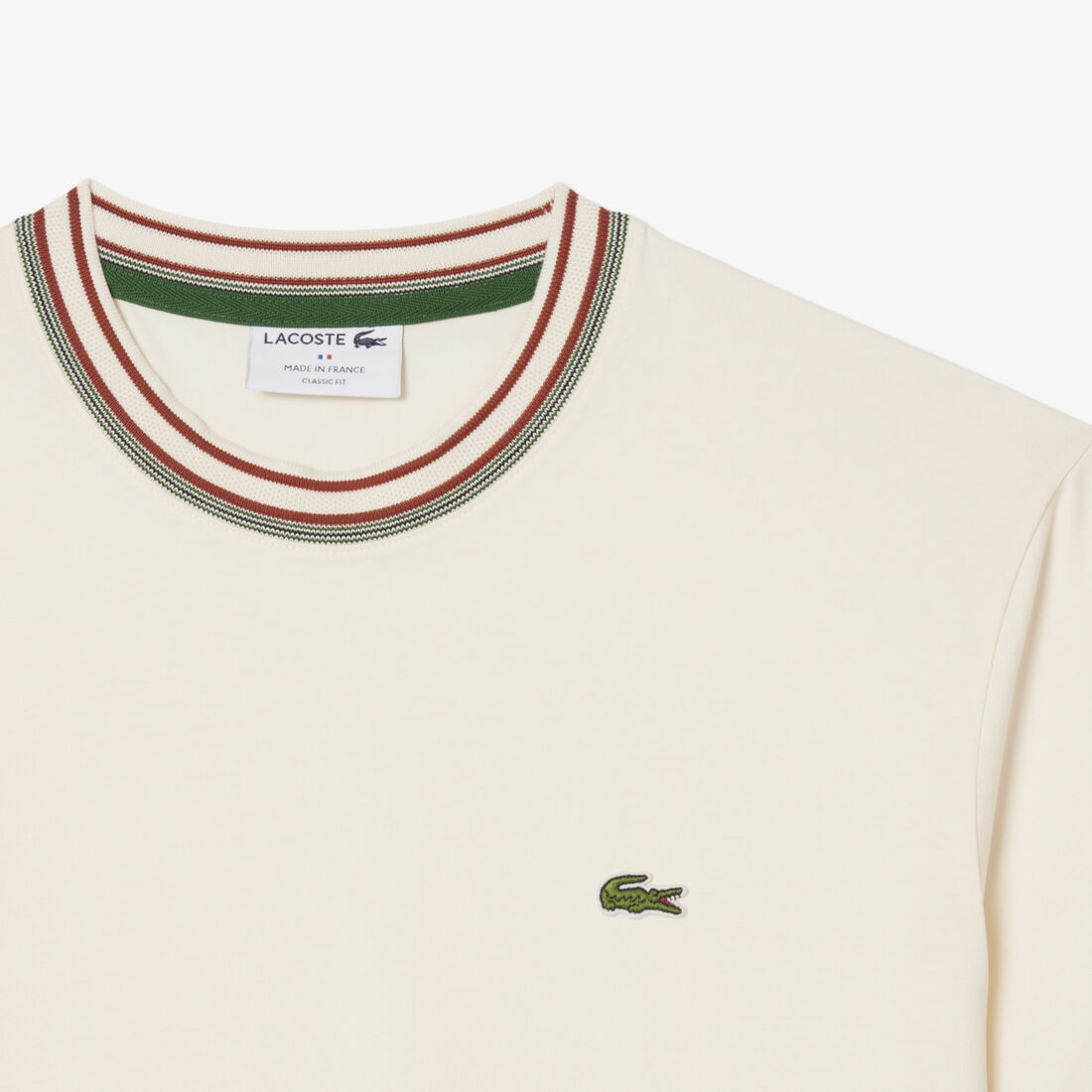 تي شيرت فرنسي الصنع مخطط الرقبة تي شيرت فرنسي الصنع مخطط الرقبة