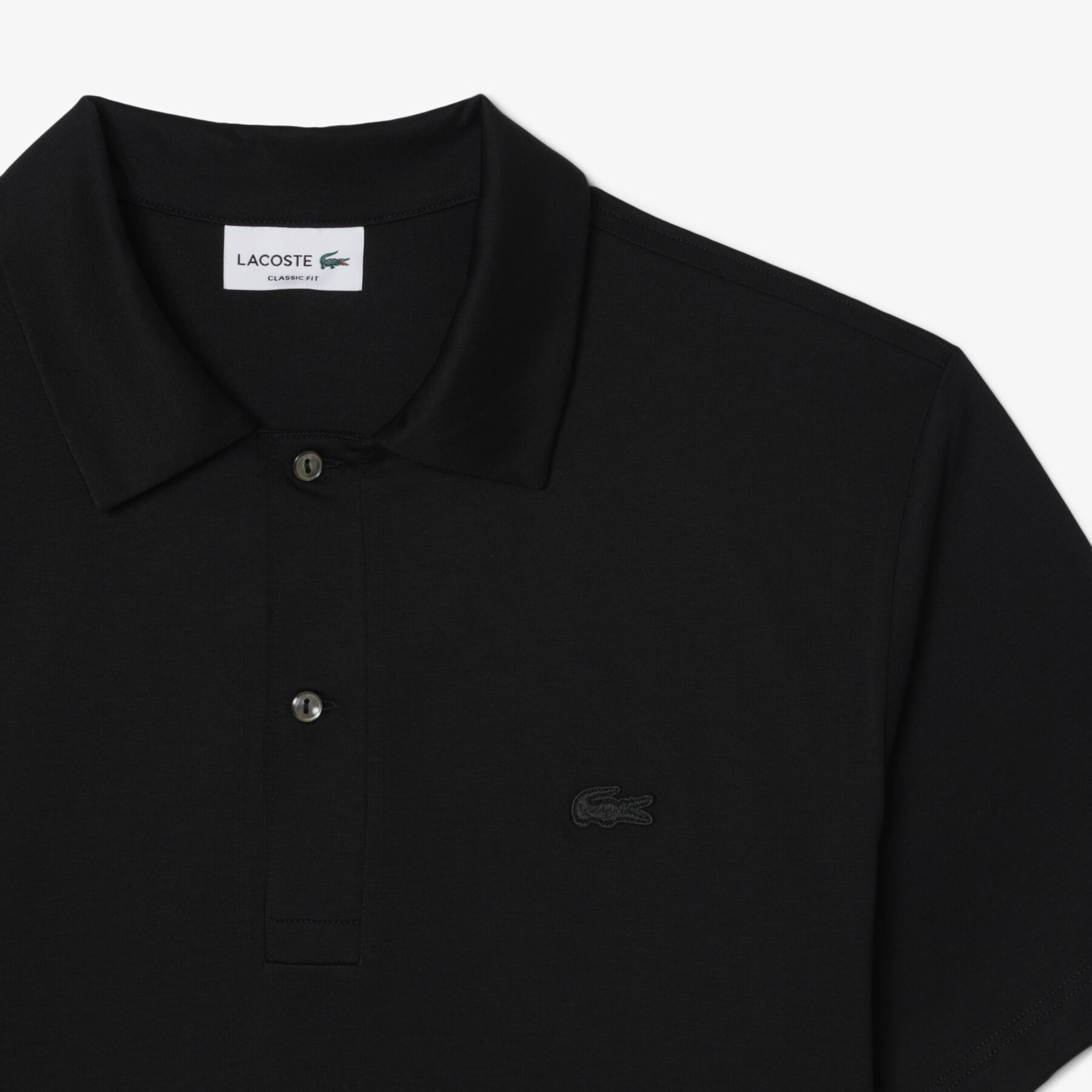 lacoste paris classic fit open neck embroidered polo shirt