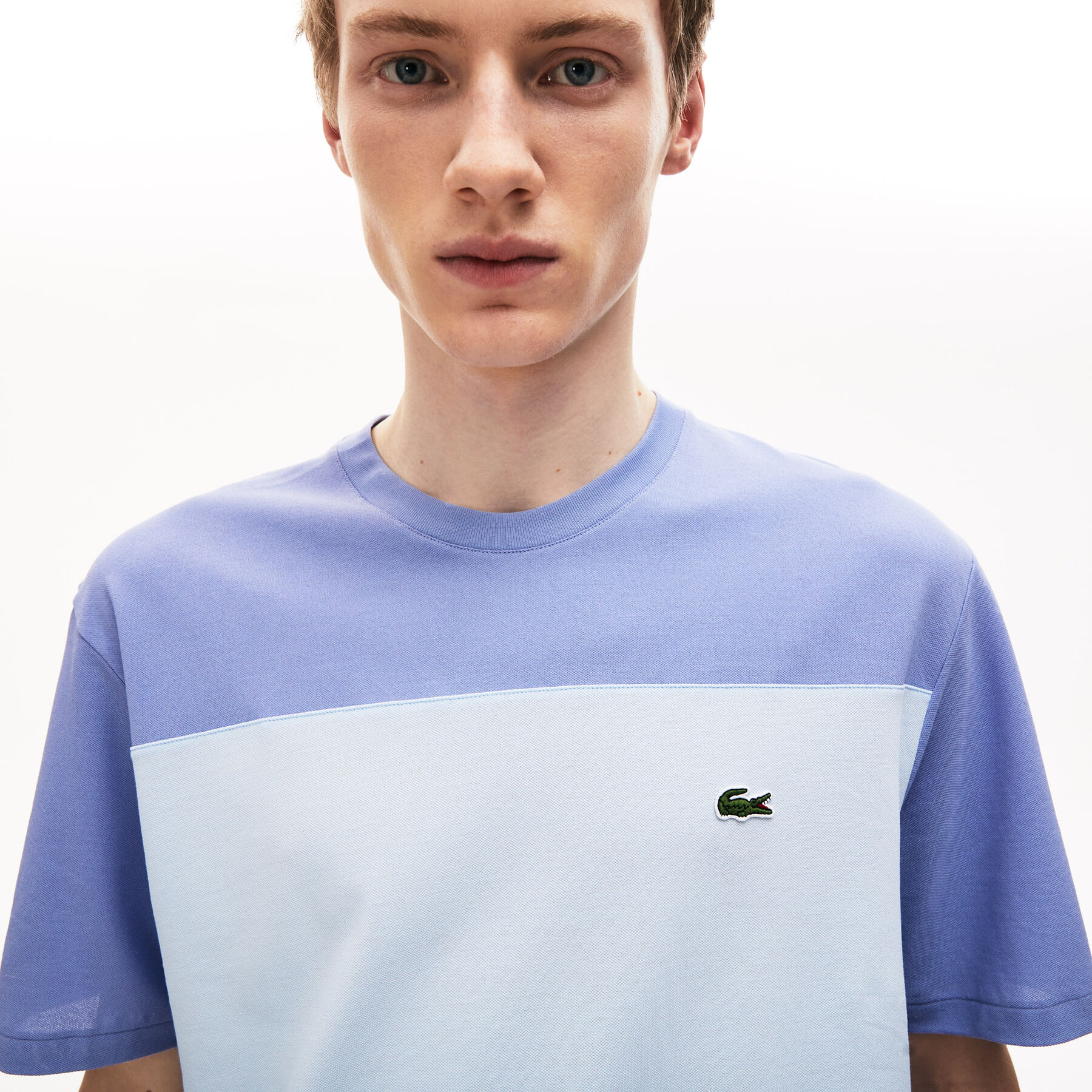 lacoste men s colourblock striped cotton piqu  crew neck t shirt