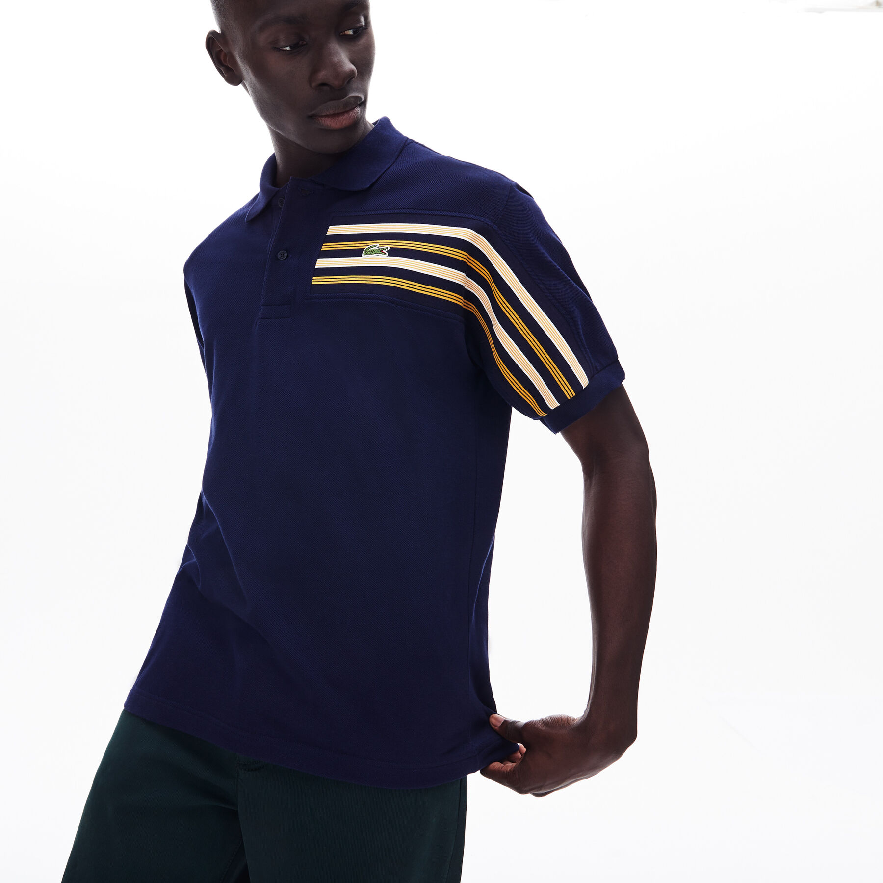 men s lacoste l 12 12 striped panel cotton piqu  polo shirt