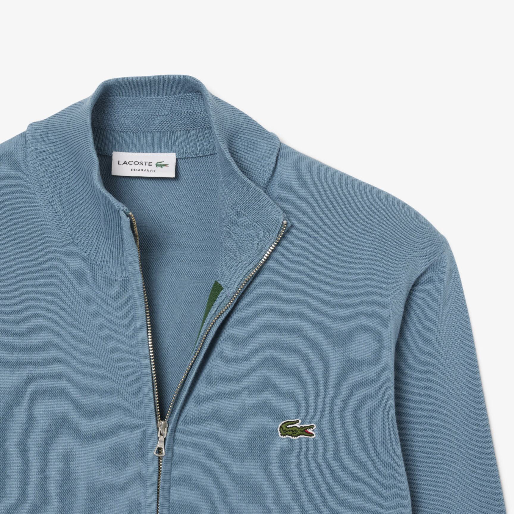 Zipped High Neck Cotton Sweater