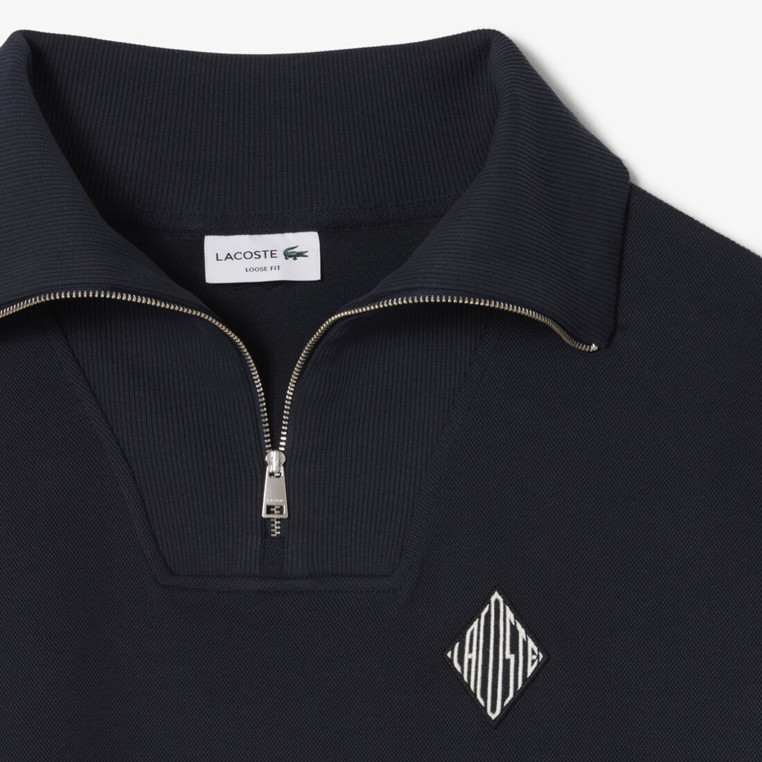 سويت شيرت بيكيه فضفاض بياقة بسحاب سويت شيرت بيكيه فضفاض بياقة بسحاب