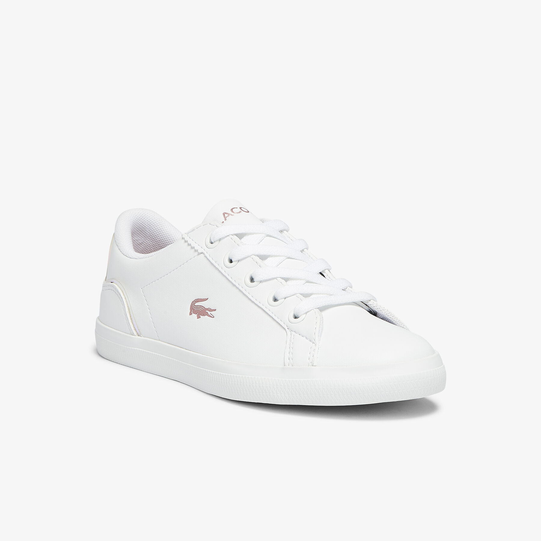 lacoste children s lerond synthetic iridescent trainers