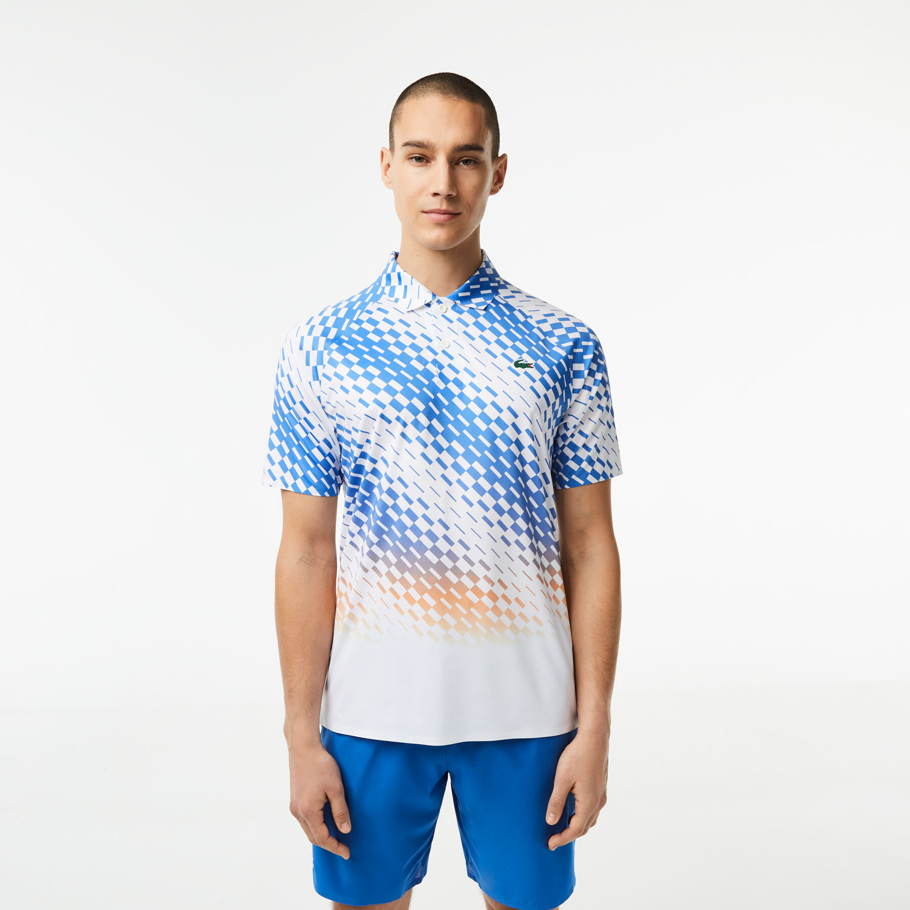 men s lacoste tennis x novak djokovic checkerboard print polo shirt