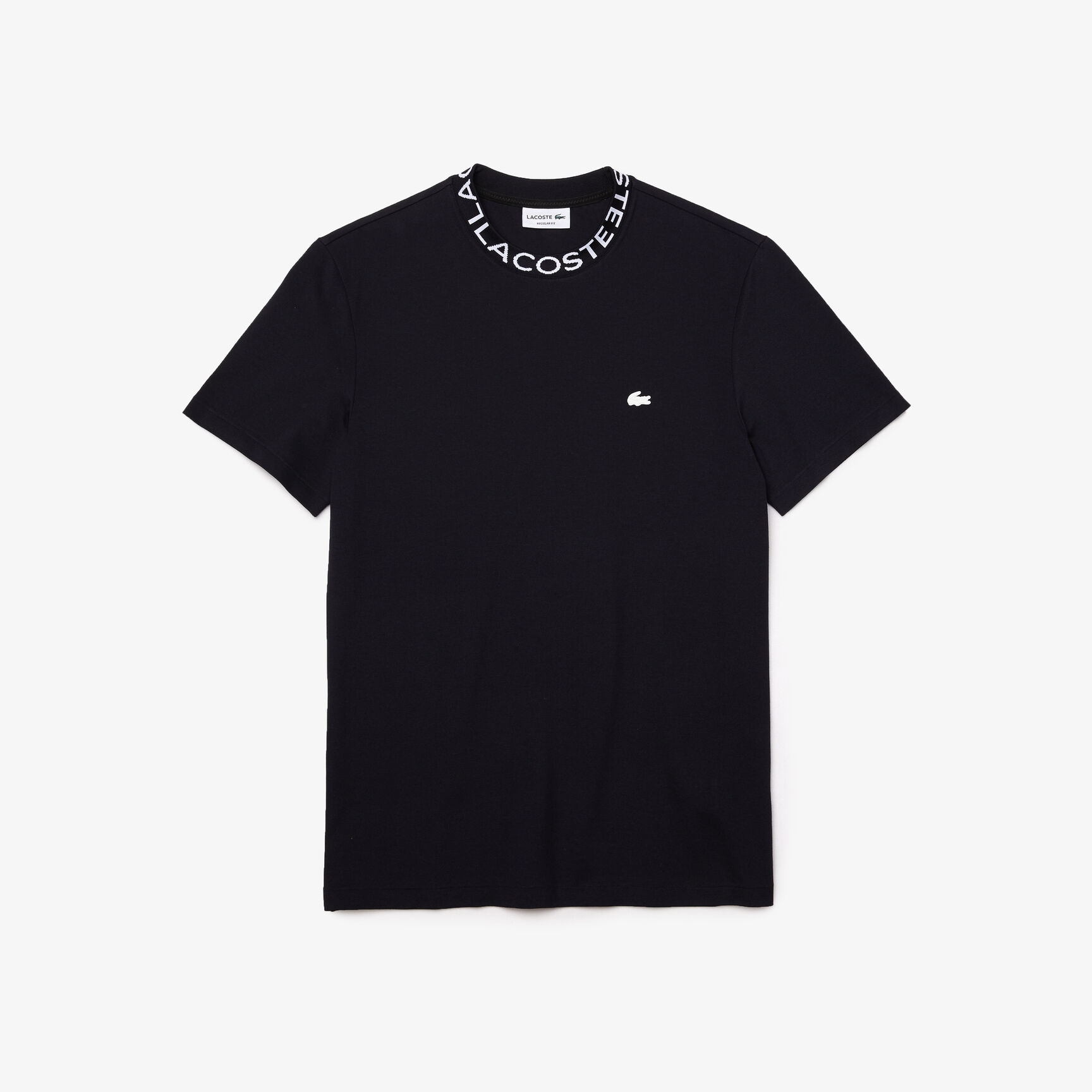 تيشيرت بيكيه خفيف بشعار الماركة على الياقة للرجال