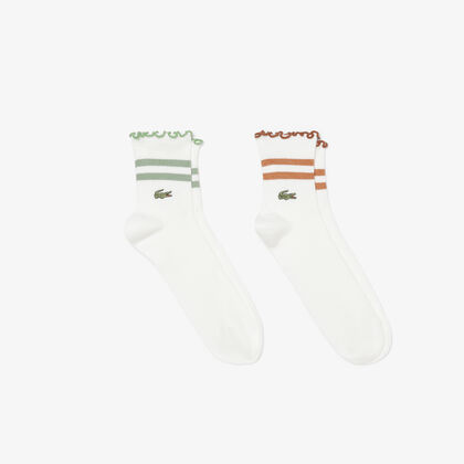 lacoste 2 pack frilled socks