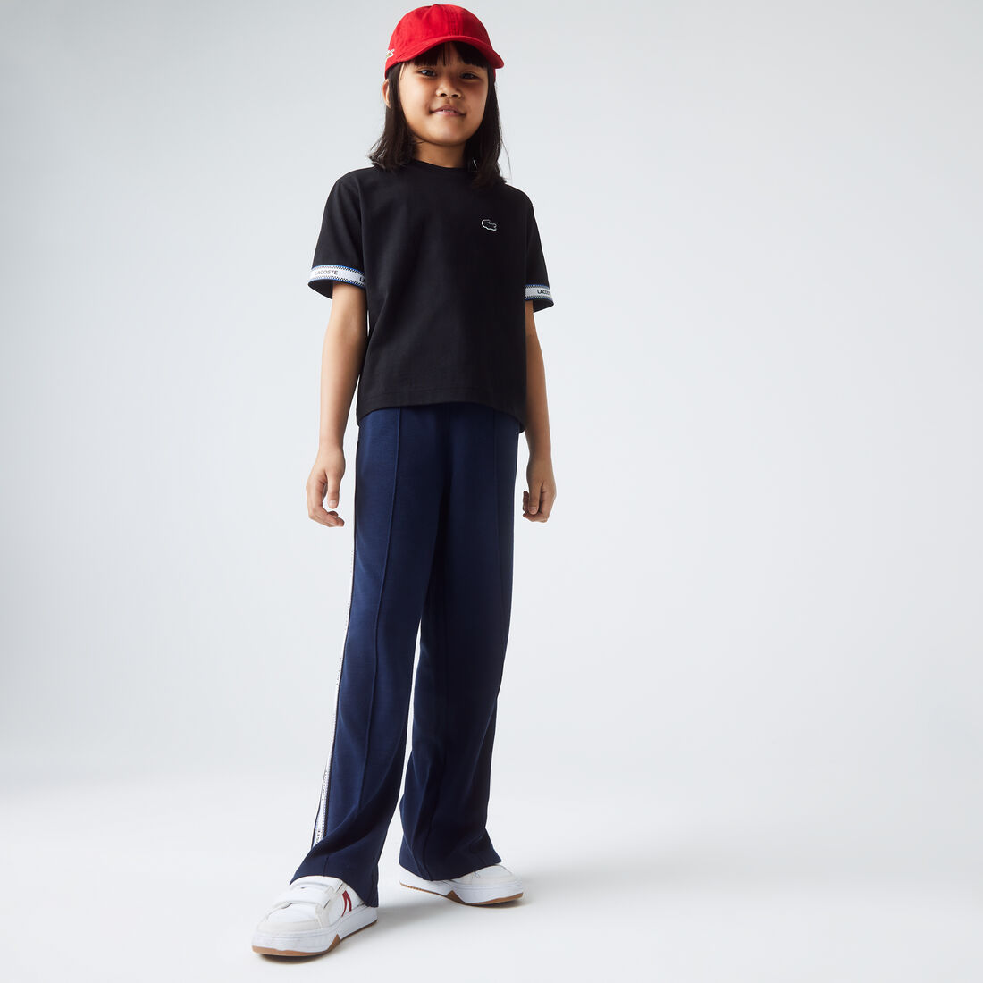 Girls' Lacoste Print Side Bands Oversised Pants Girls' Lacoste Print Side Bands Oversised Pants