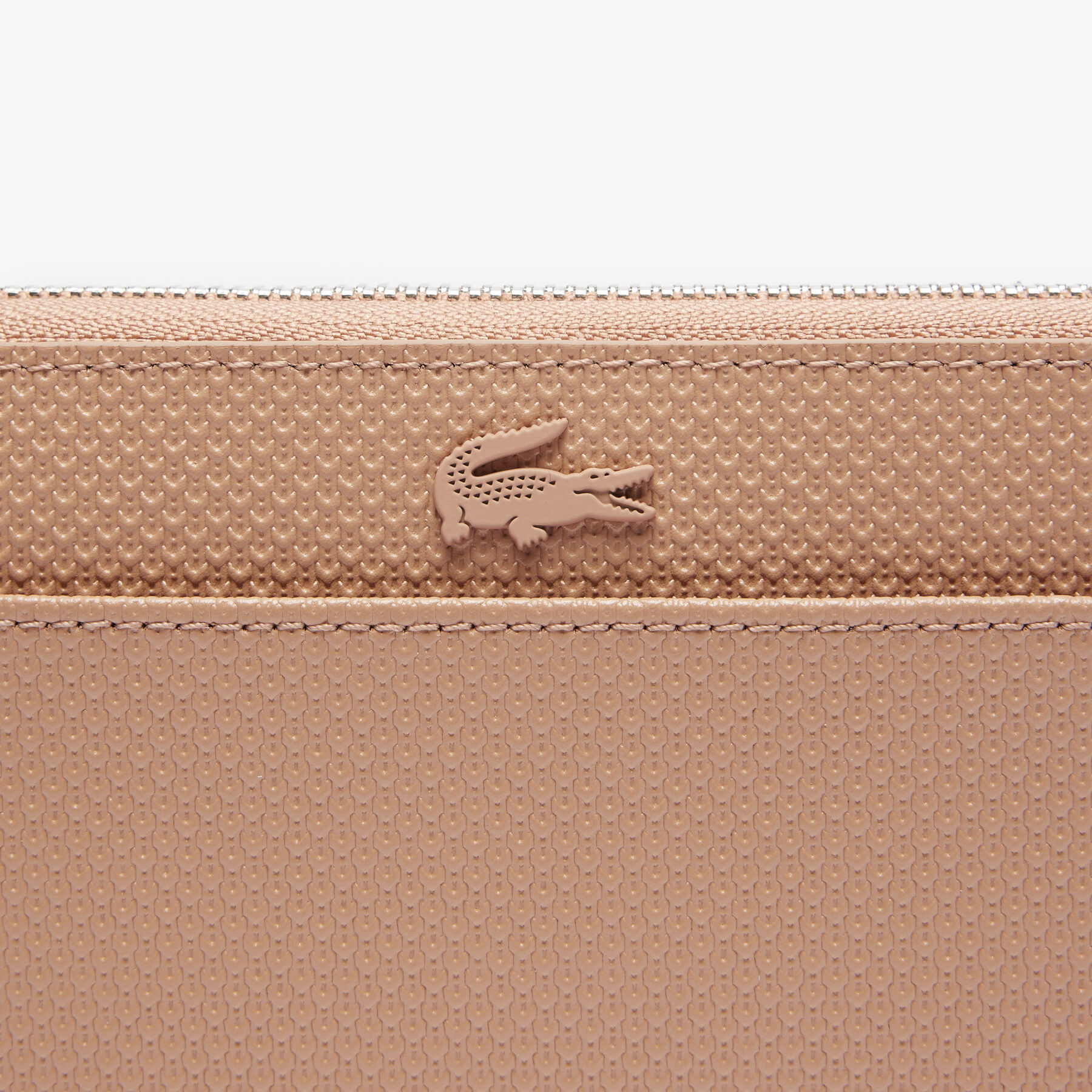lacoste unisex chantaco zipped embossed pique leather large wallet