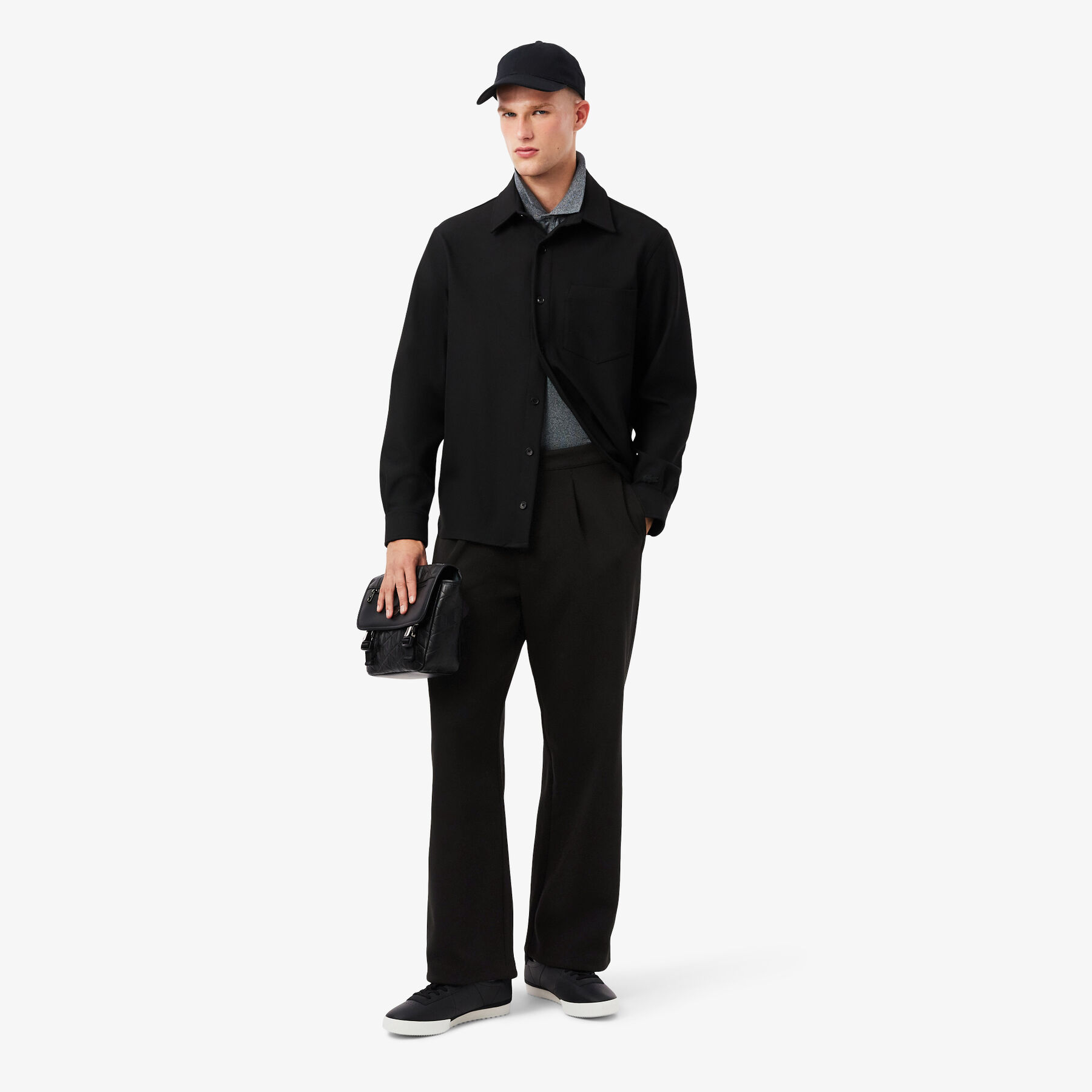 lacoste loose fit pique pleated pants