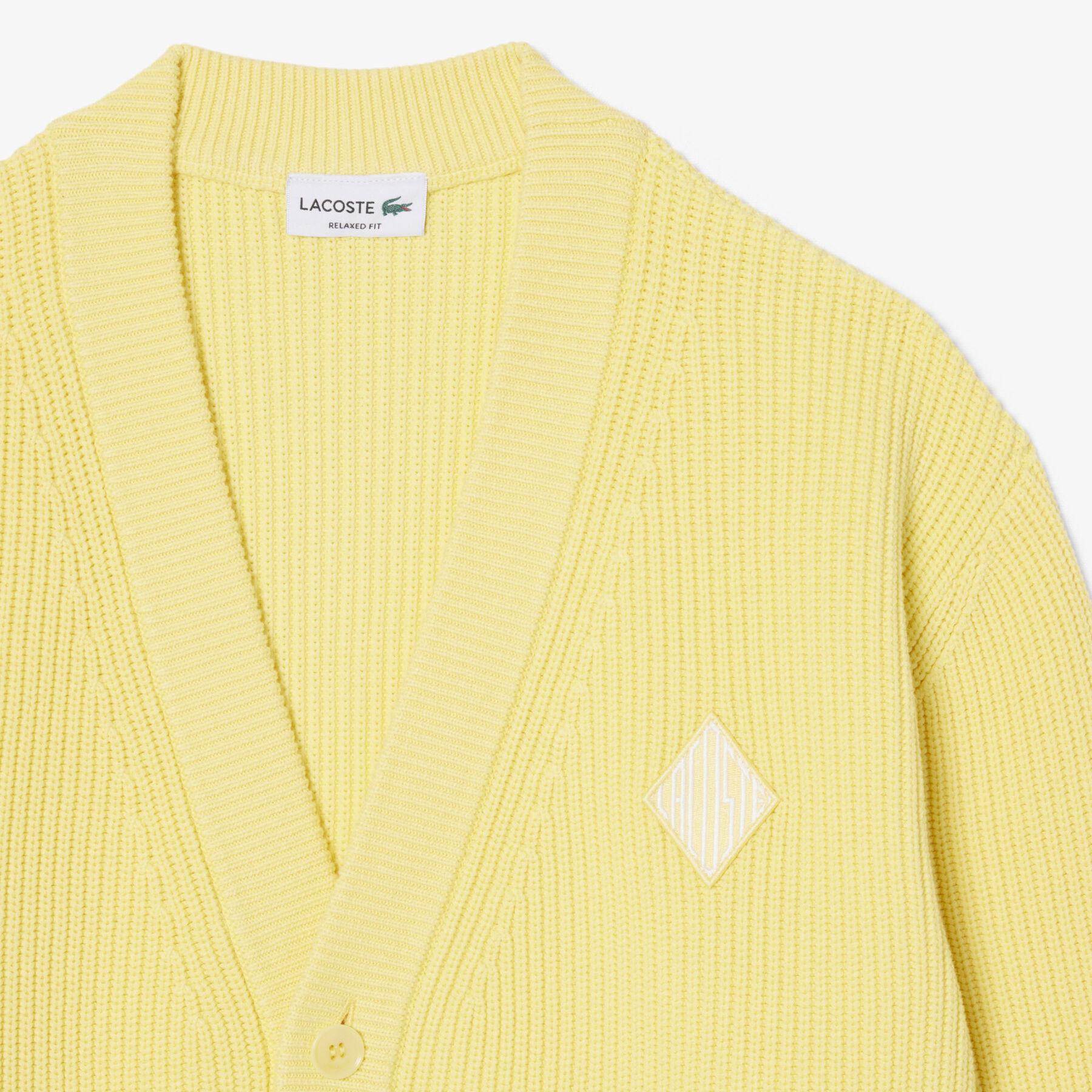 lacoste relaxed fit ribbed cotton cardigan