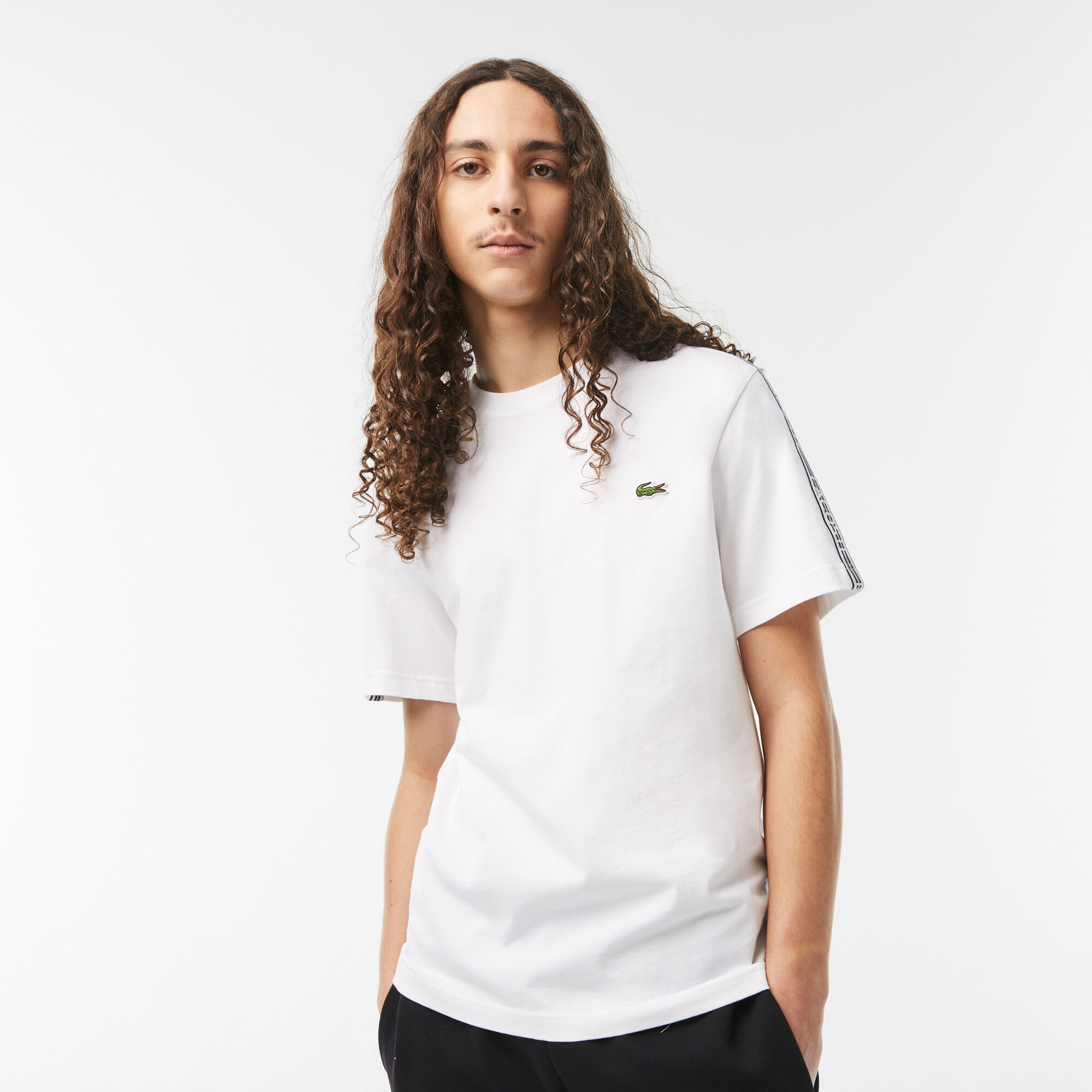 Buy Men s Lacoste Regular Fit Logo Stripe T shirt Lacoste SA