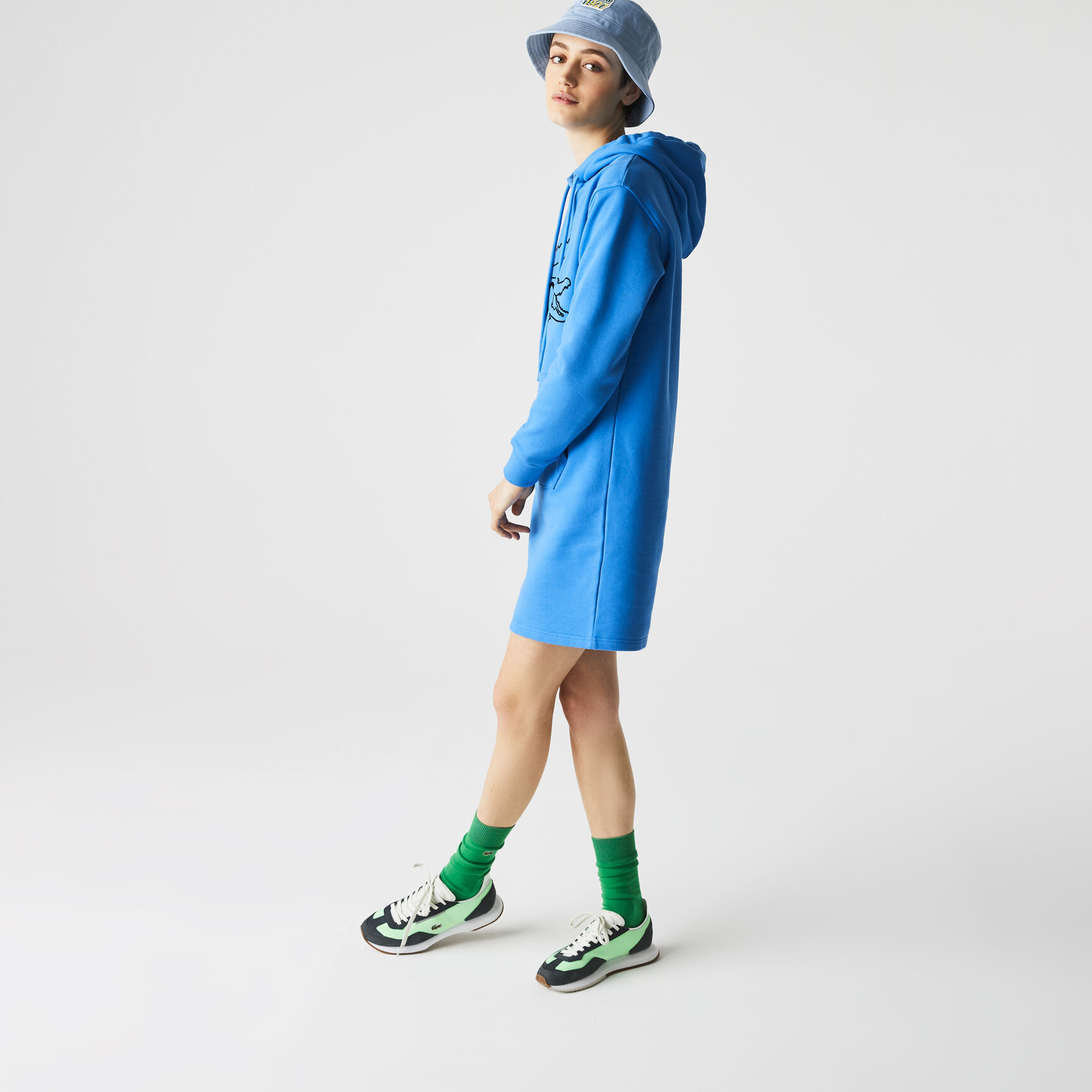 فستان سويت شيرت من القطن الصوفي مع طبعة التمساح بحجم كبير للنساء فستان سويت شيرت من القطن الصوفي مع طبعة التمساح بحجم كبير للنساء