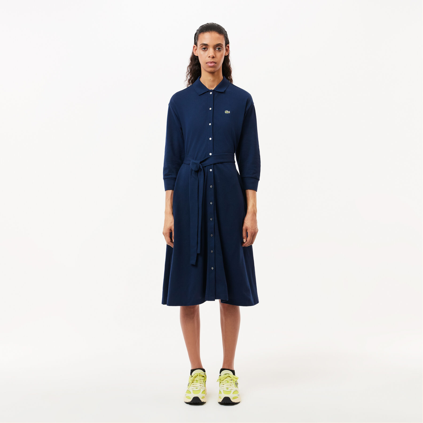 3/4 Sleeve Cotton Pique Polo Dress
