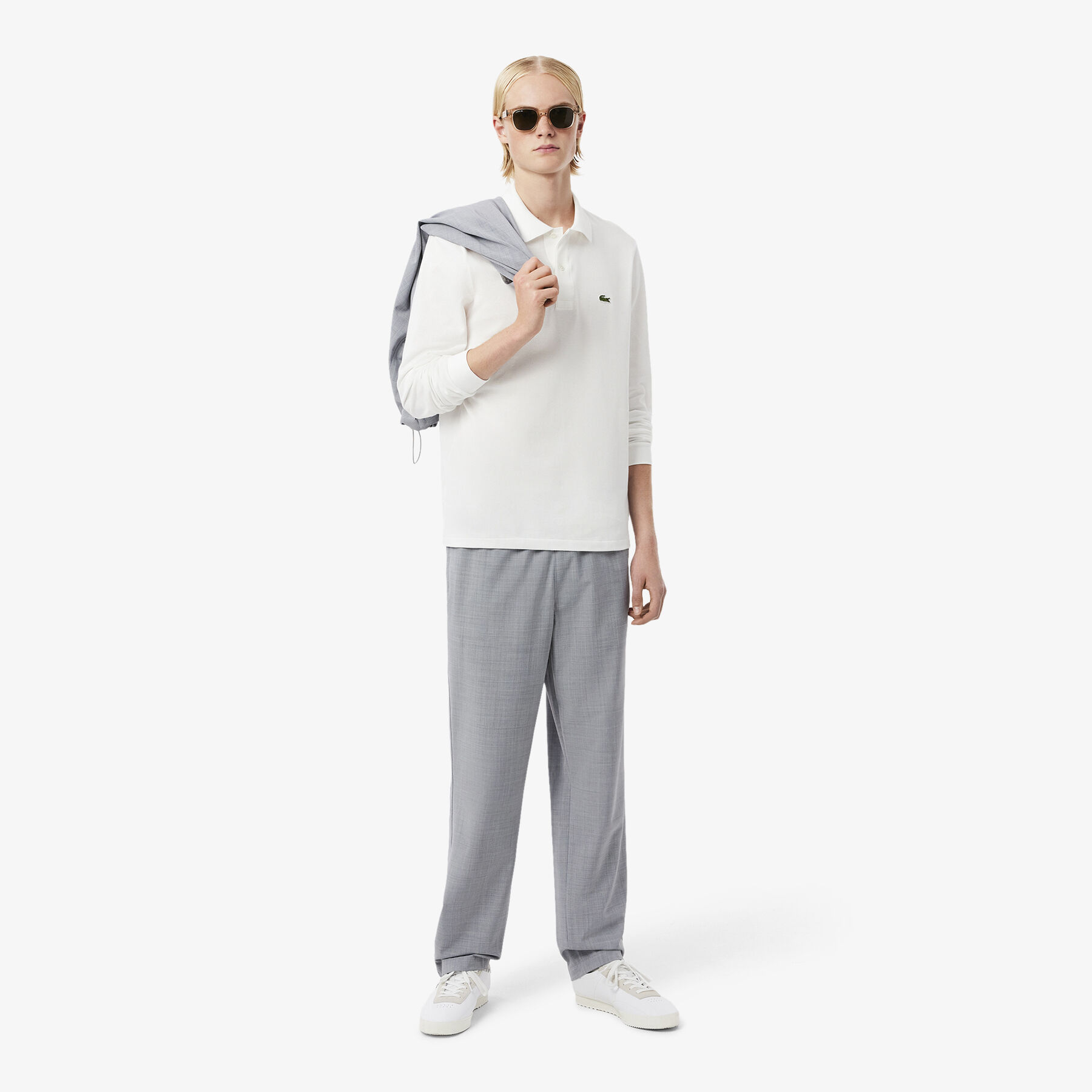 lacoste regular fit wool flannel chino pants