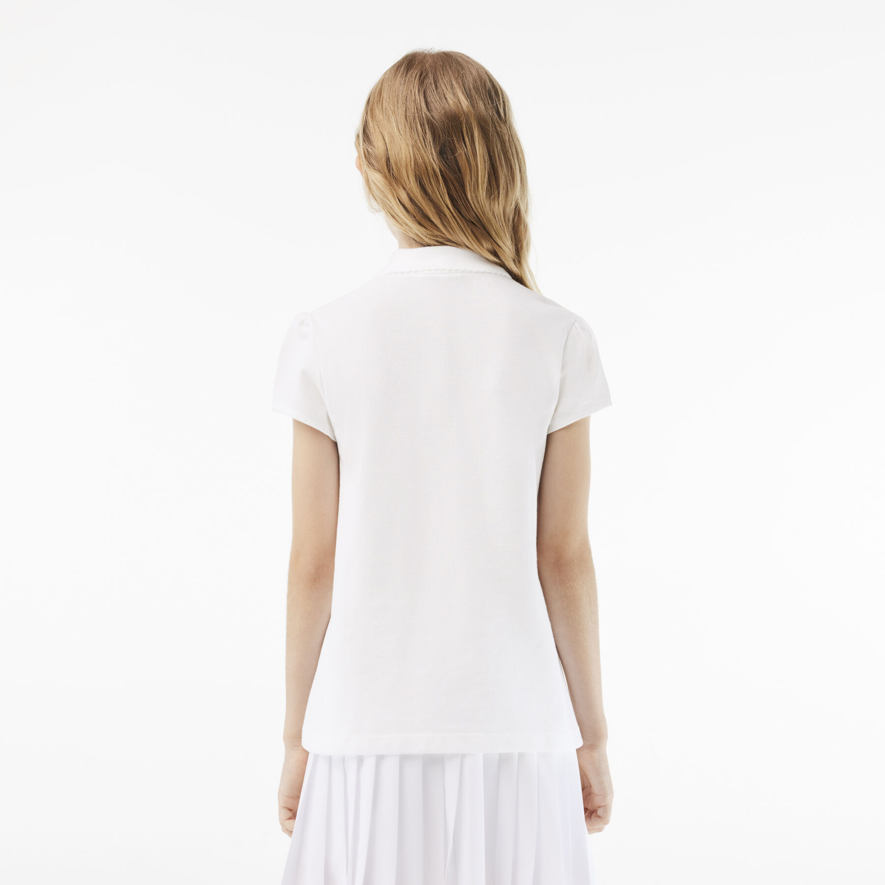 Scalloped Collar Mini Pique Polo Shirt