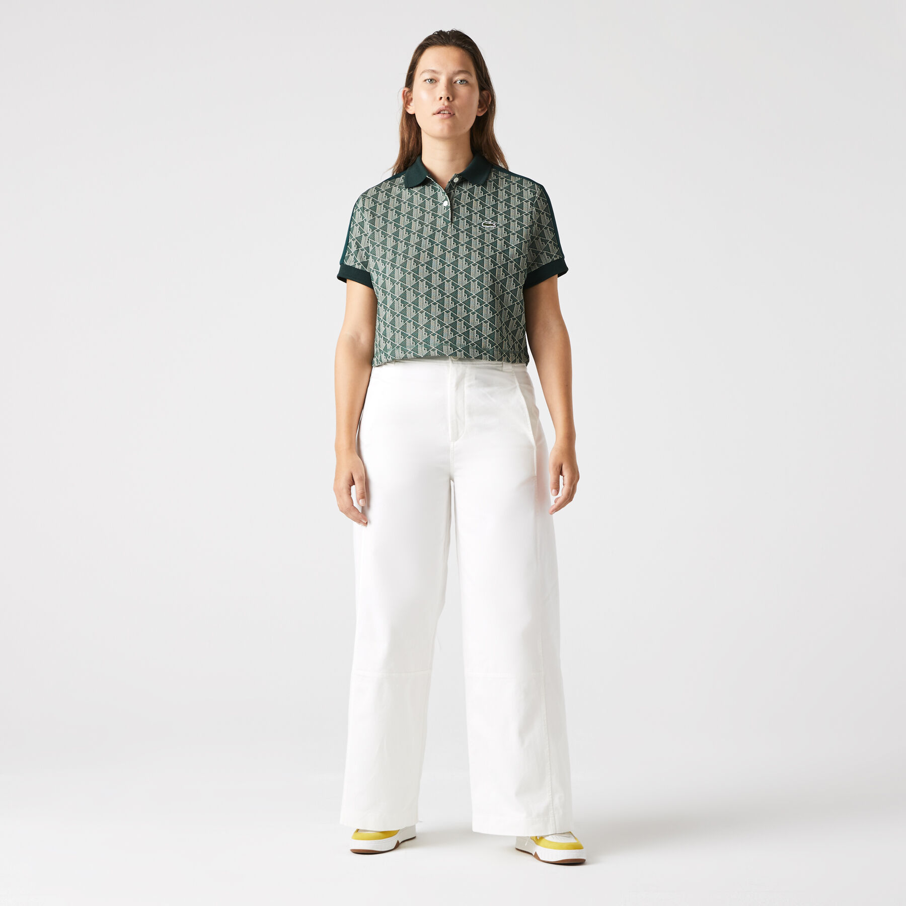 Women's Regular Fit Contrast Collar Monogram Print Polo Shirt lacoste women s regular fit contrast collar monogram print polo shirt