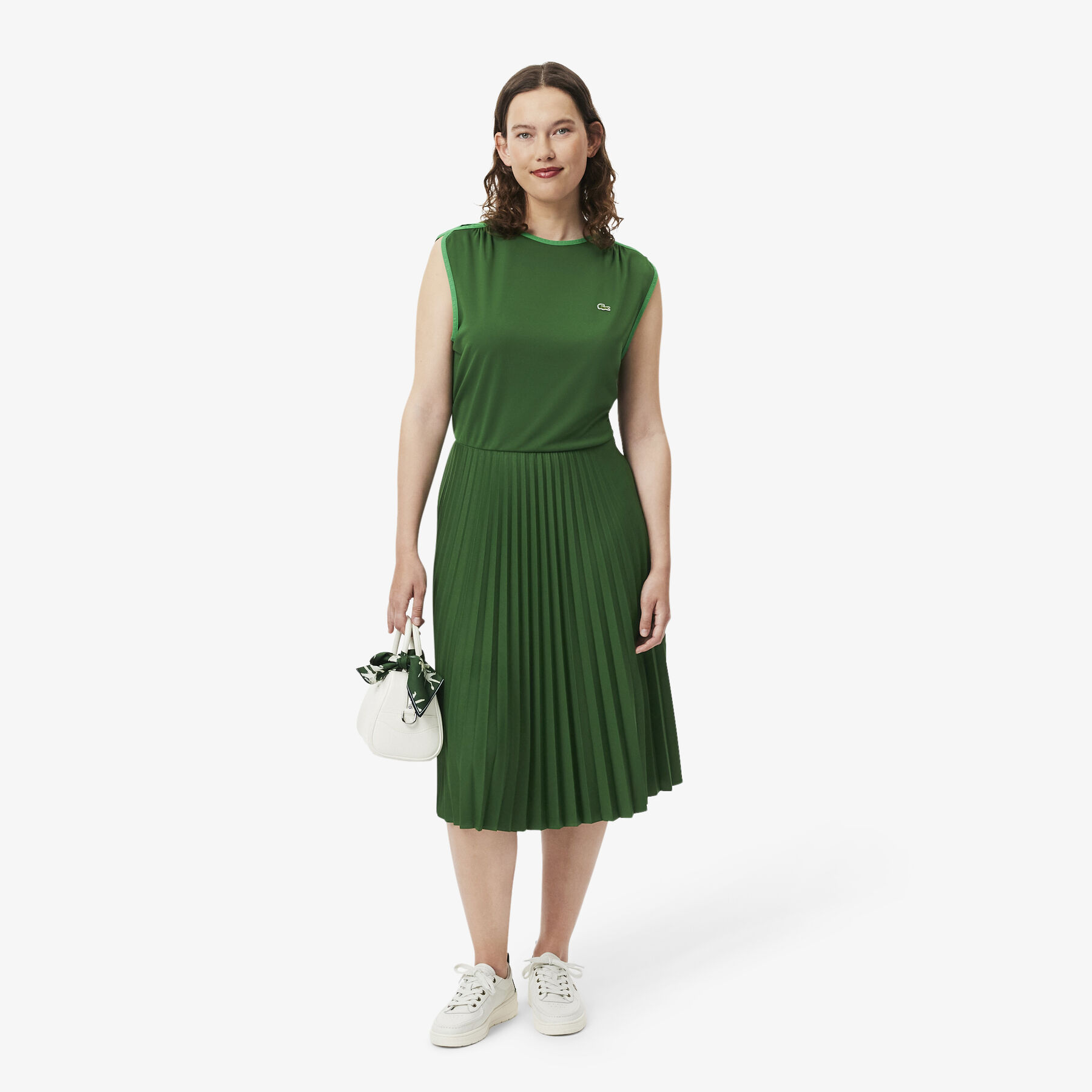 lacoste sleeveless pleated dress