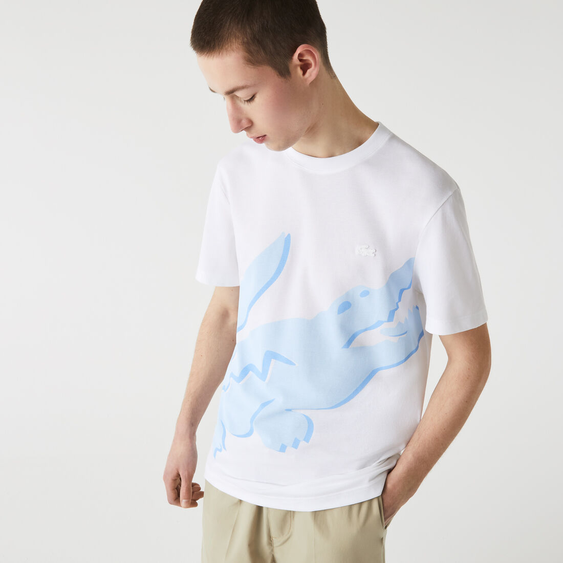 Men's Crocodile Print Crew Neck Stretch Organic Cotton T-Shirt Men's Crocodile Print Crew Neck Stretch Organic Cotton T-Shirt