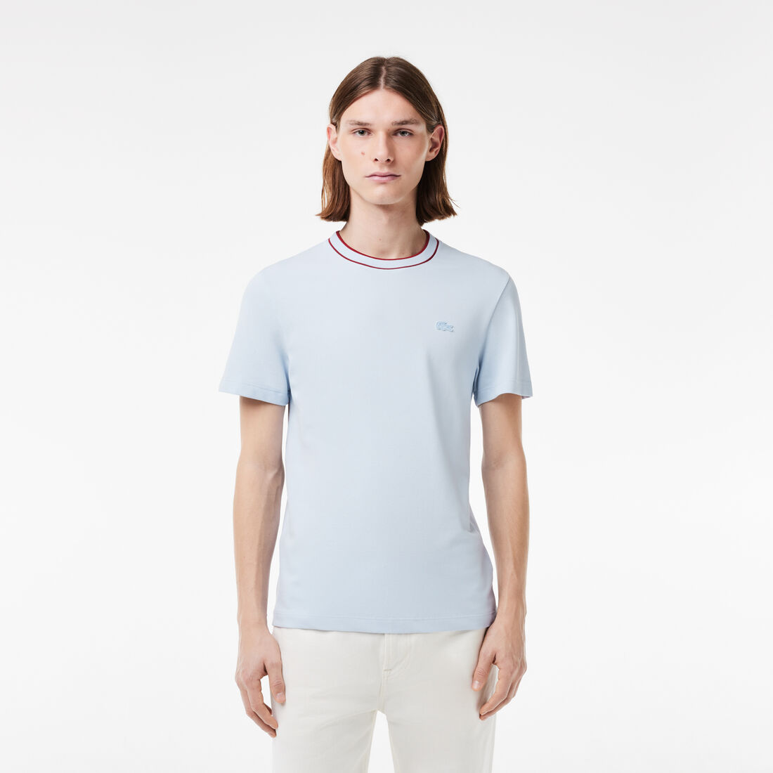Stretch Pique Stripe Collar T-shirt
