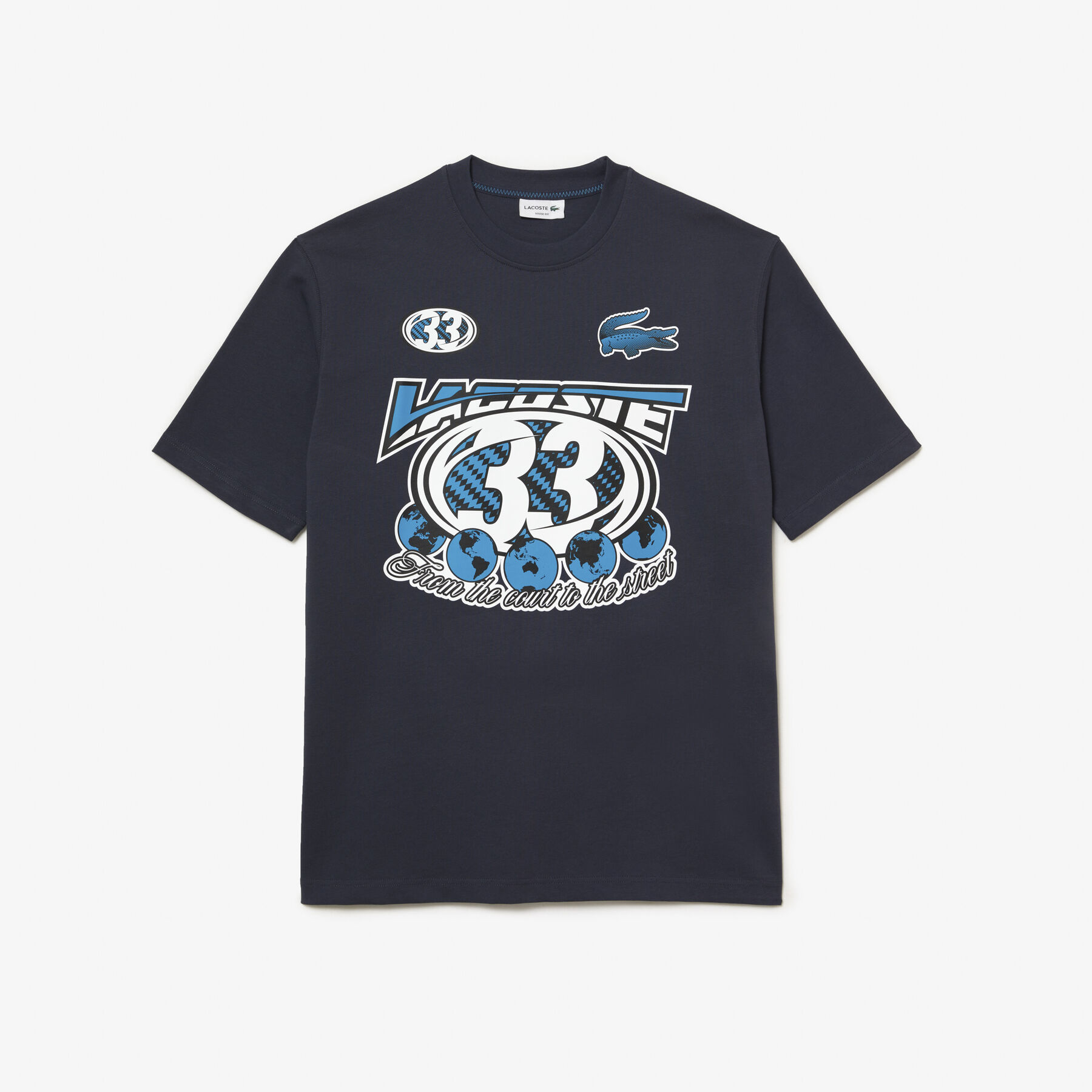 men s lacoste loose fit cotton jersey print t shirt