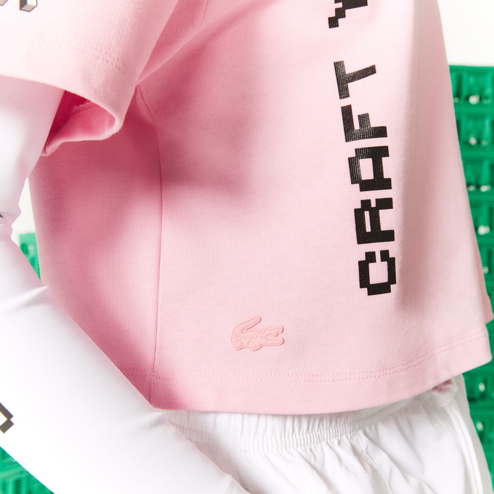 تيشيرت قطن عضوي قصير للنساء مجموعة Lacoste L!VE x Minecraft