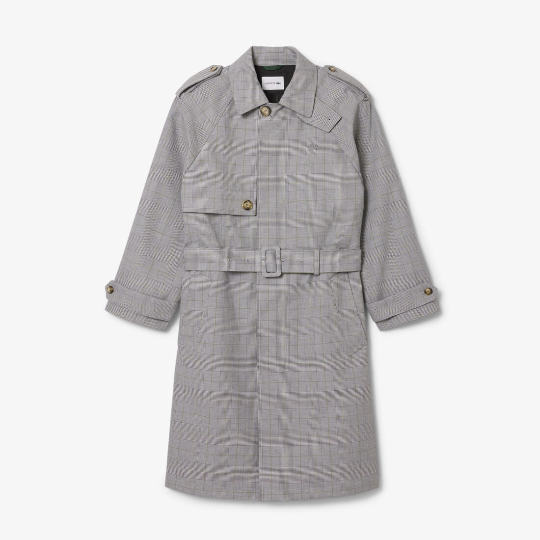 Water-Repellent Plaid Trench Coat