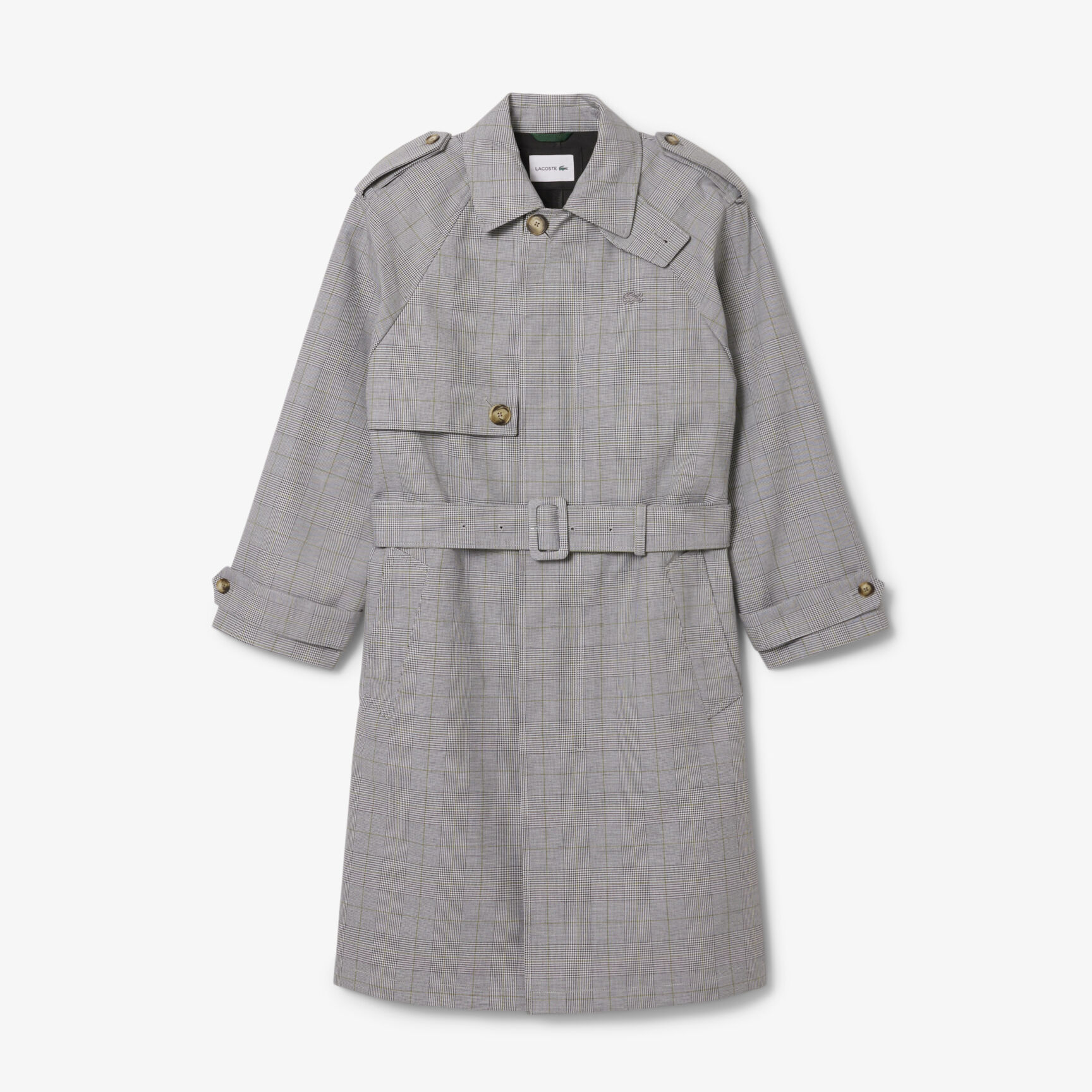 Water-Repellent Plaid Trench Coat