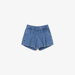 لاكوست تنورة قصيرة من الدنيم المطوي