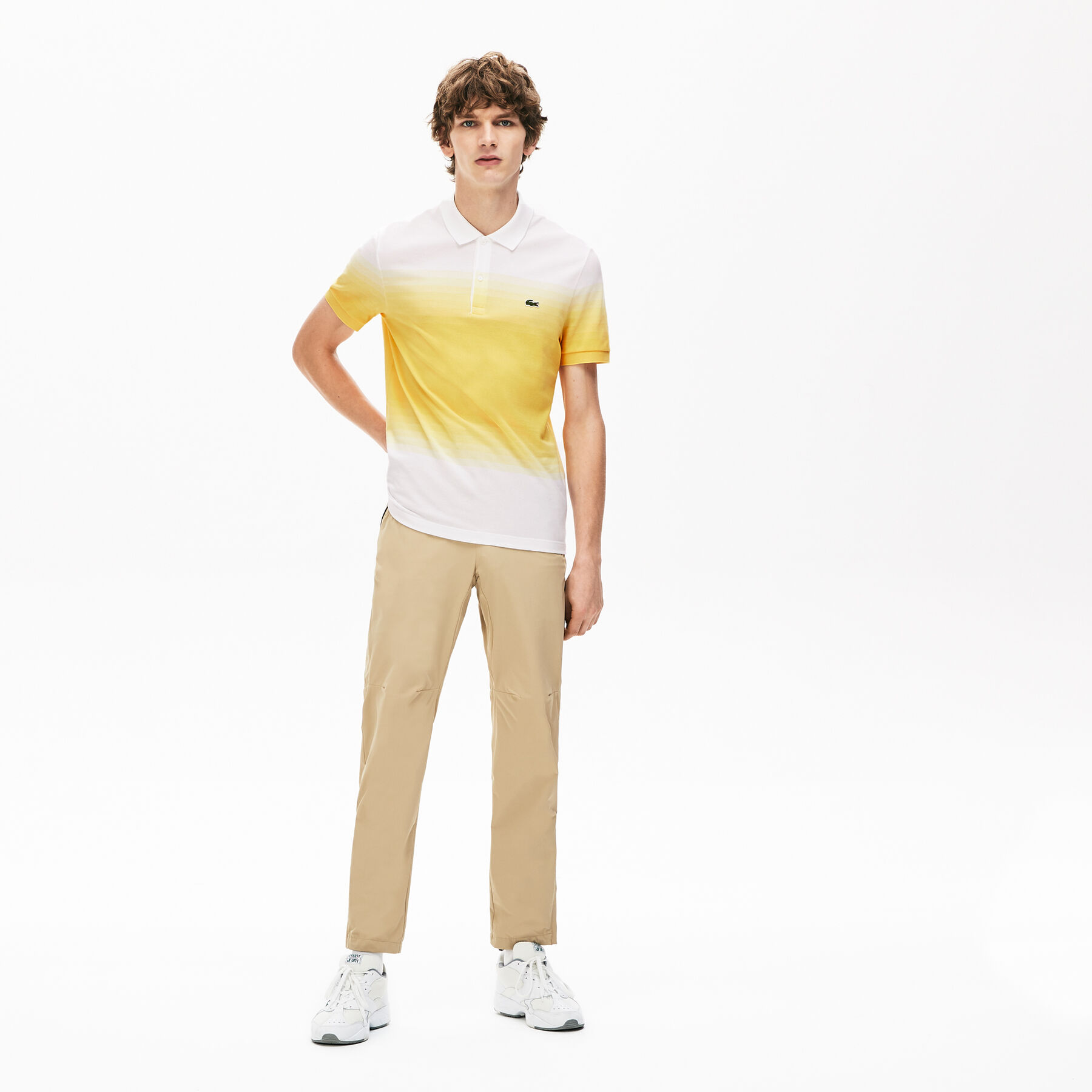 لاكوست قميص بولو للرجال lacoste من مجموعة made in france قصة عادية من قطن البيكيه