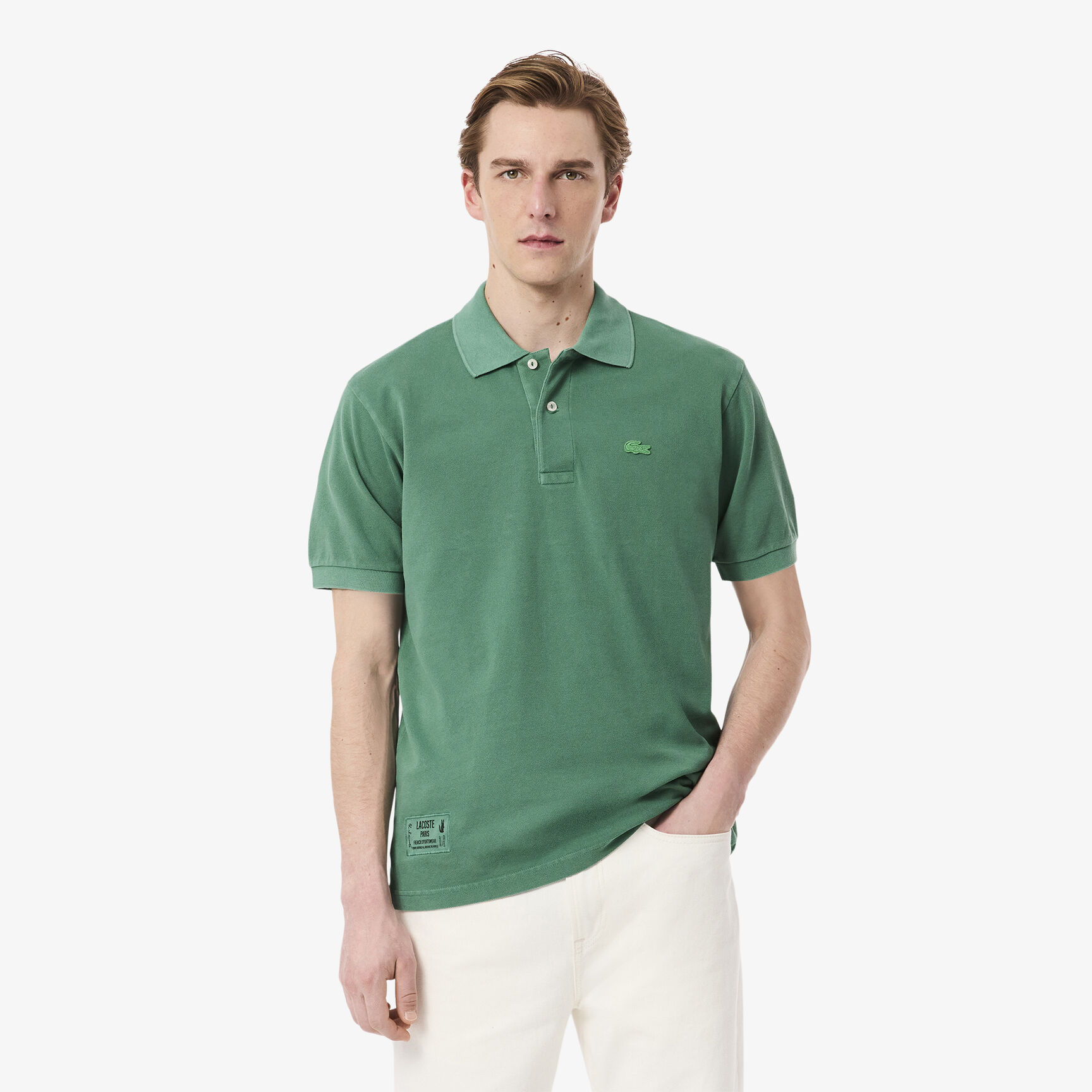 قميص بولو بقصة كلاسيكية L.12.12 ذو تأثير مغسول