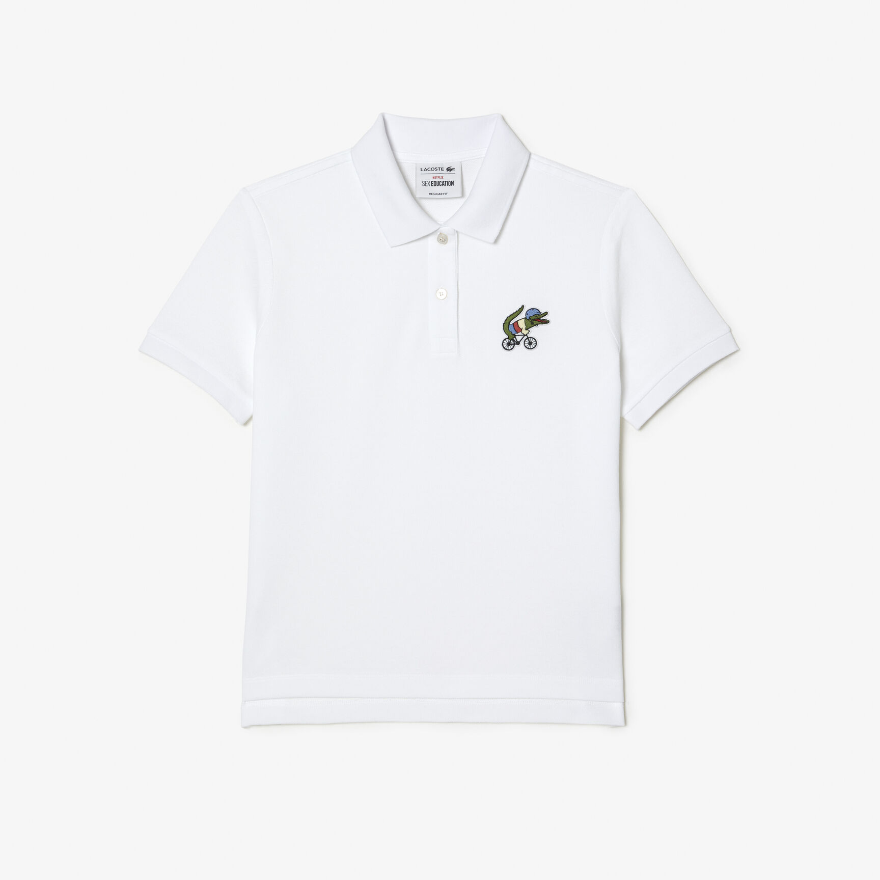 تيشيرت بولو بطبعة تمساح للنساء مجموعة Lacoste x Netflix