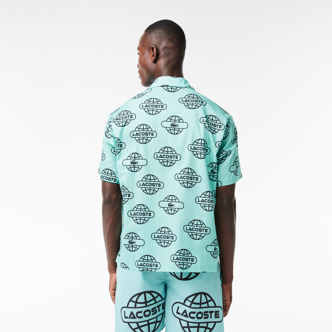 Globe Print Lacoste Cotton Twill Shirt Globe Print Lacoste Cotton Twill Shirt