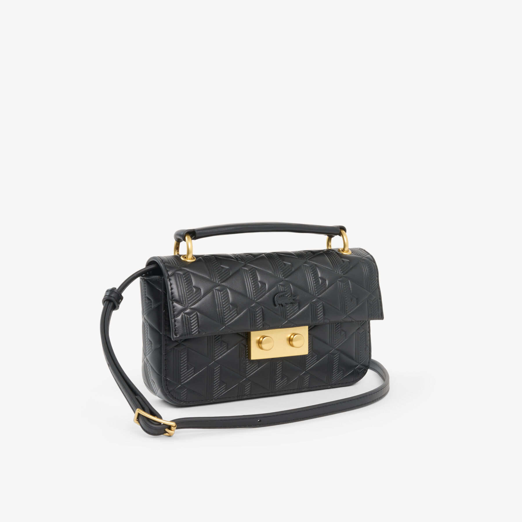 lacoste mini maheki embossed leather shoulder bag