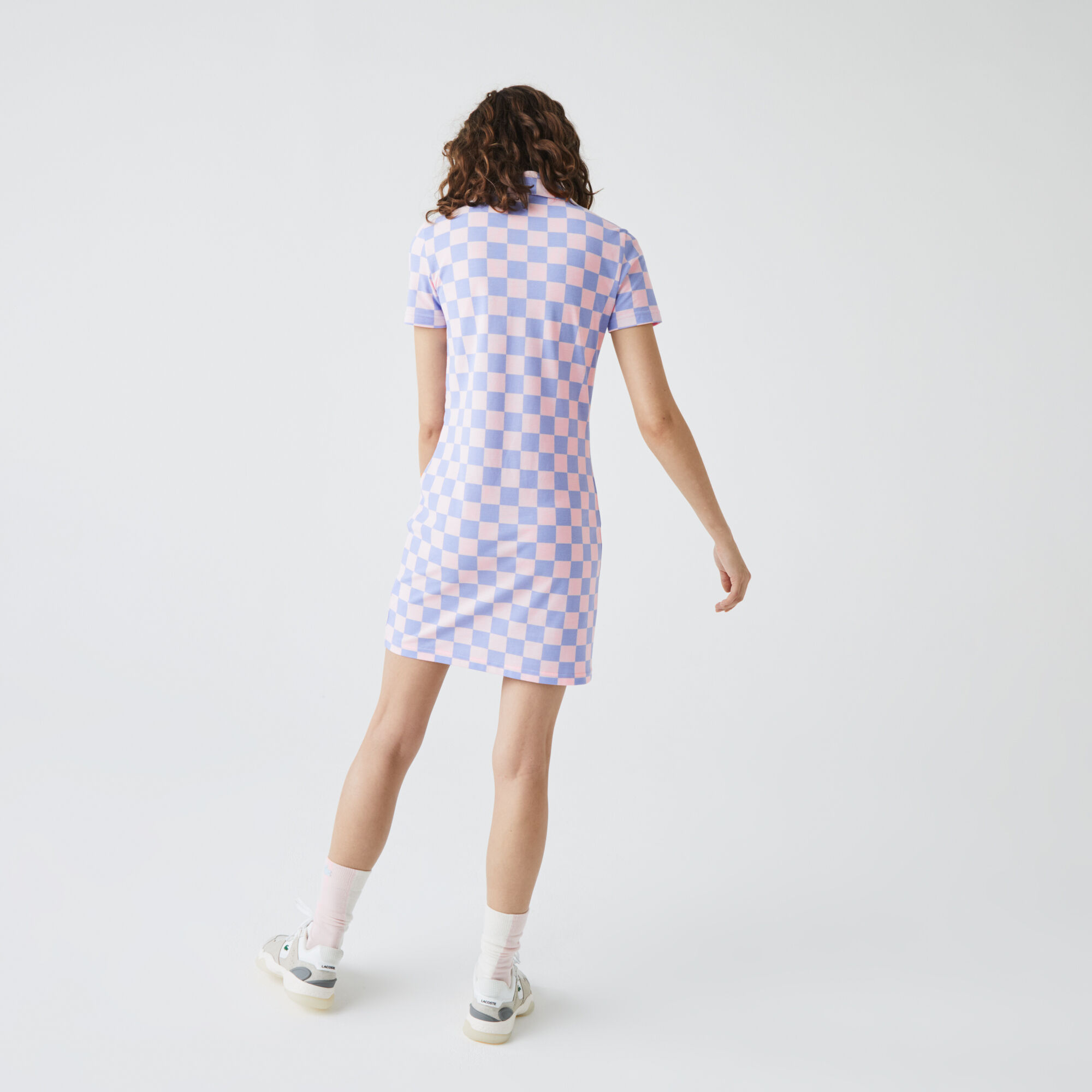 Women’s Lacoste LIVE Checkerboard Pattern Cotton Piqué Polo Dress