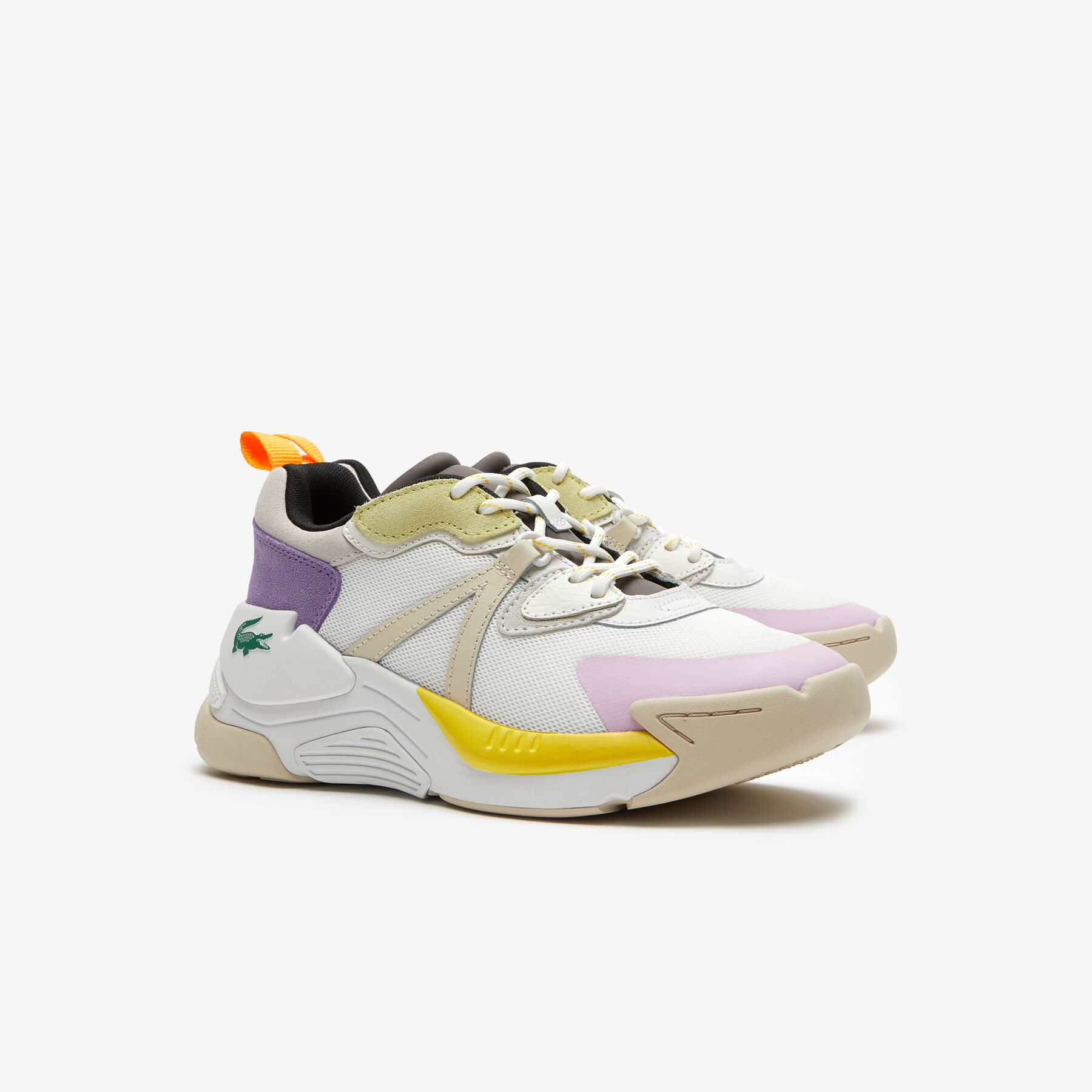 lacoste women s lw2 xtra leather color block sneakers