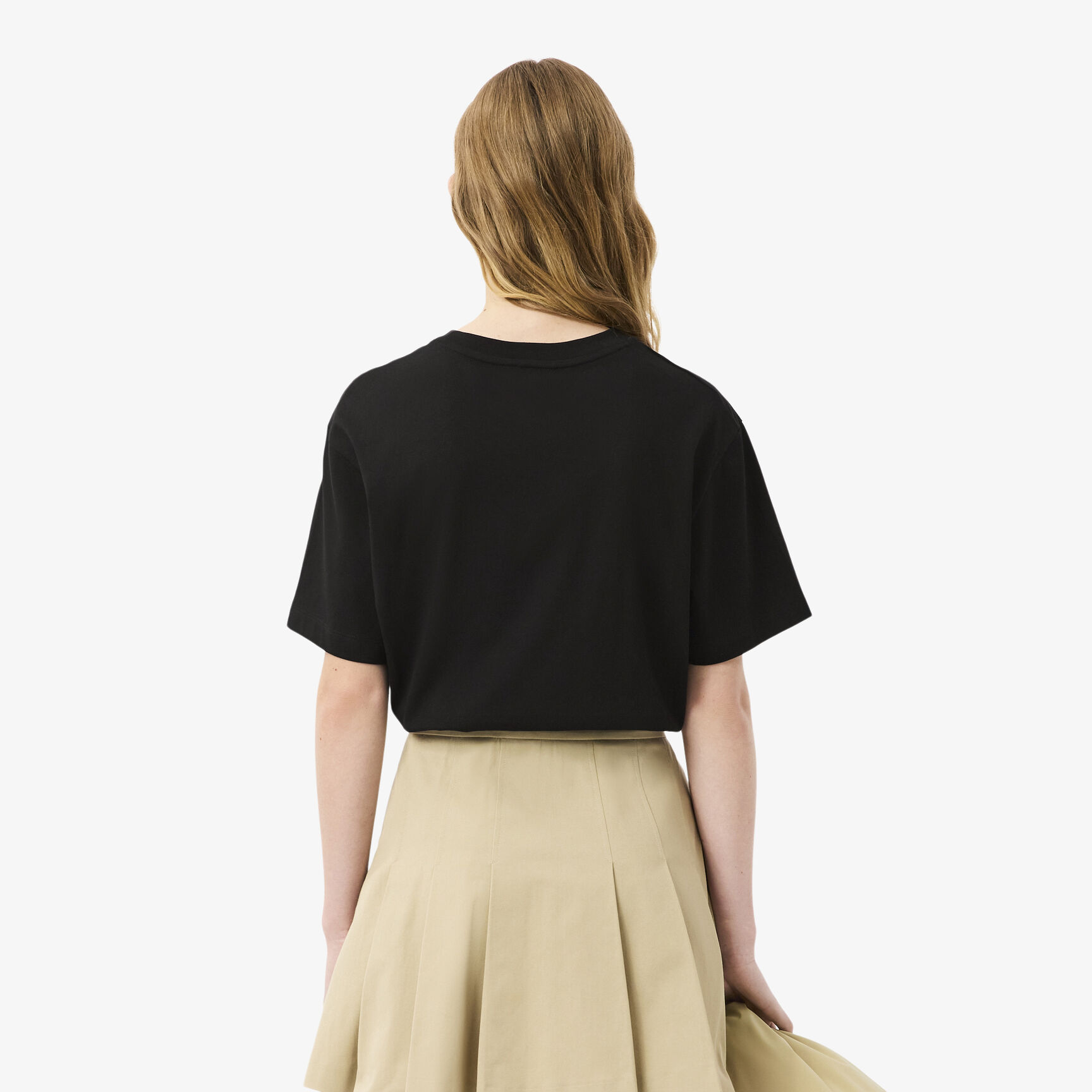 تي شيرت قطني قصير الحجم بشعار الماركة