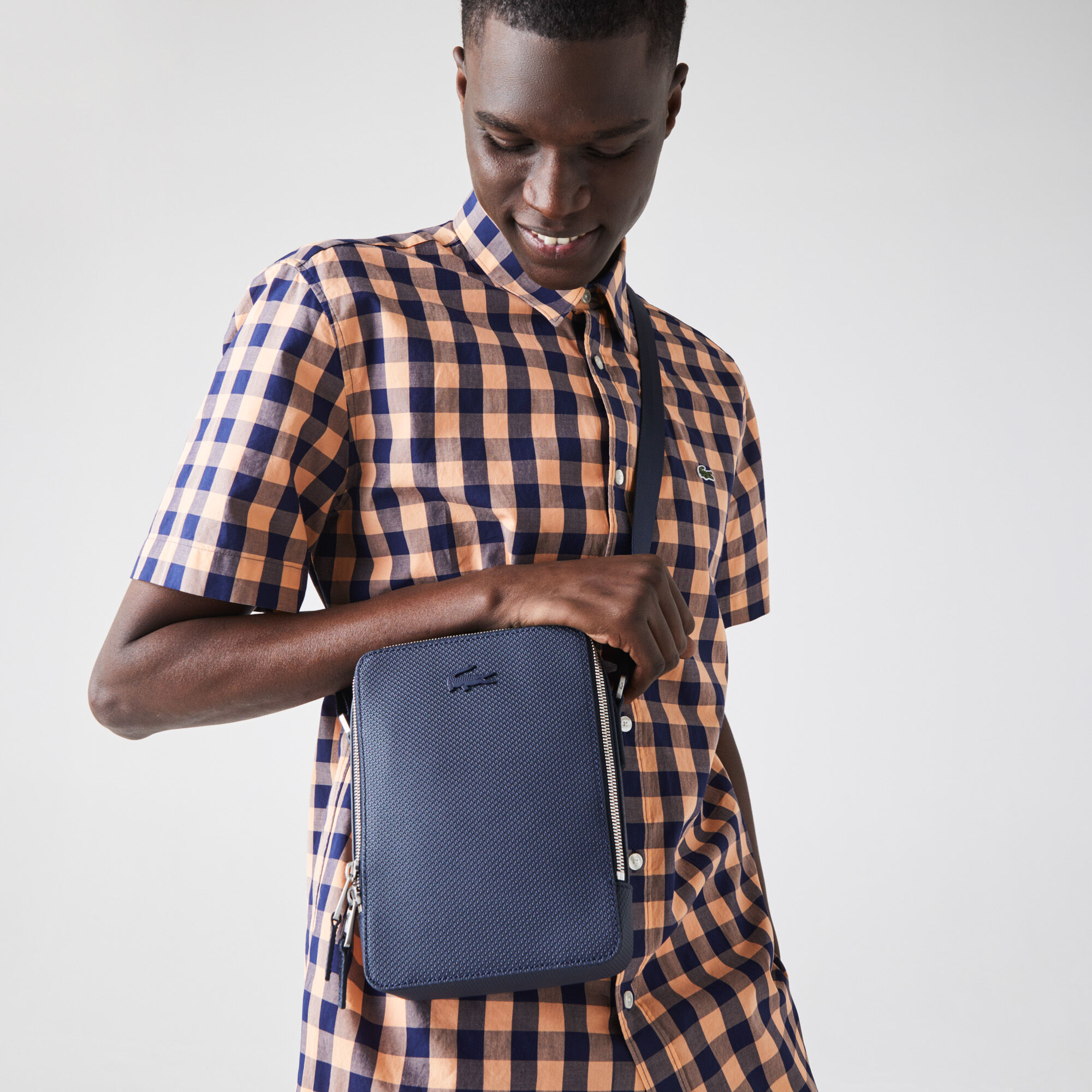 Buy Unisex Chantaco Matte Stitched Leather Vertical Camera Bag Lacoste SA