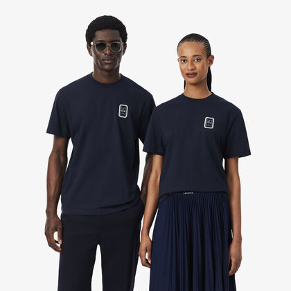 lacoste tennis print cotton jersey t shirt