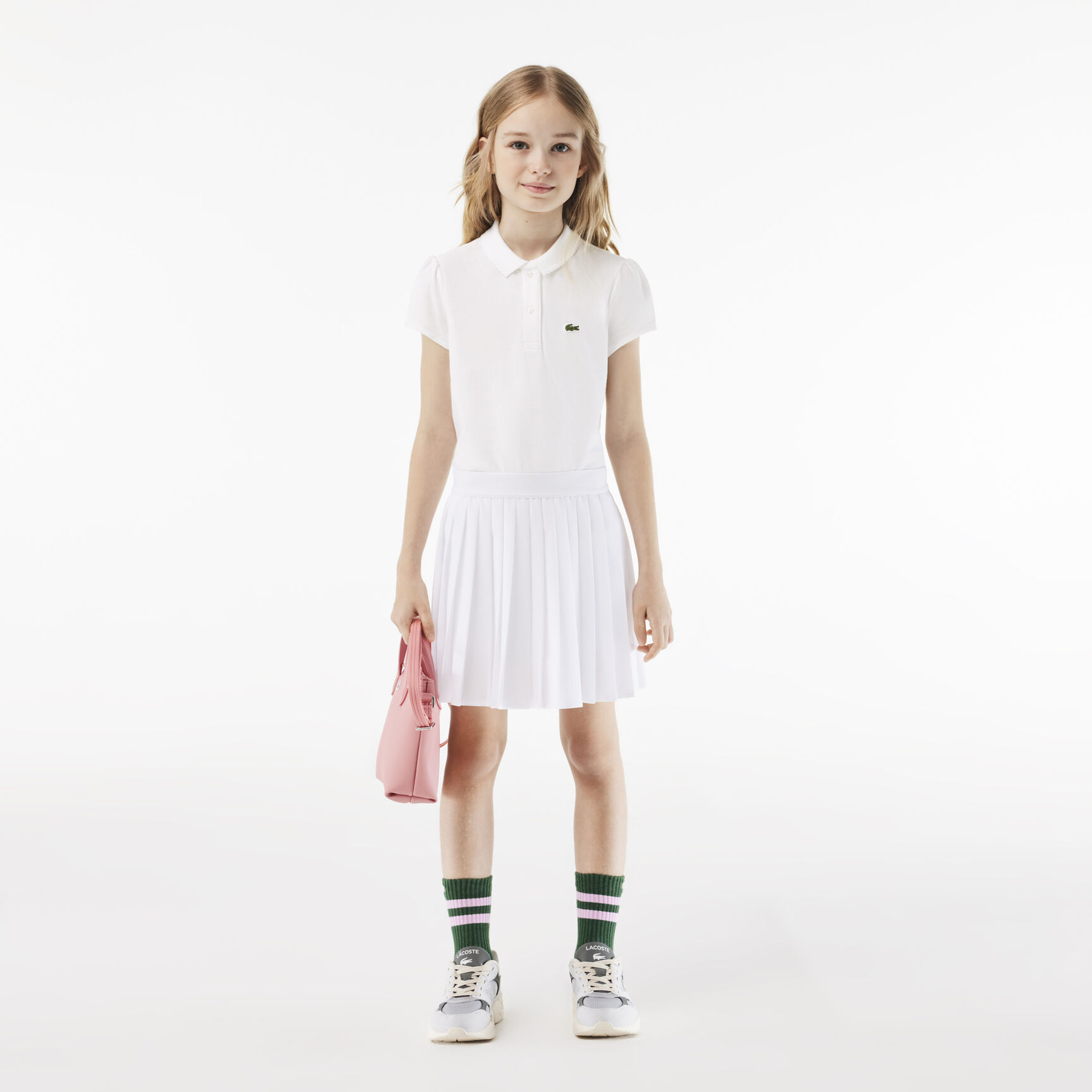 Scalloped Collar Mini Pique Polo Shirt