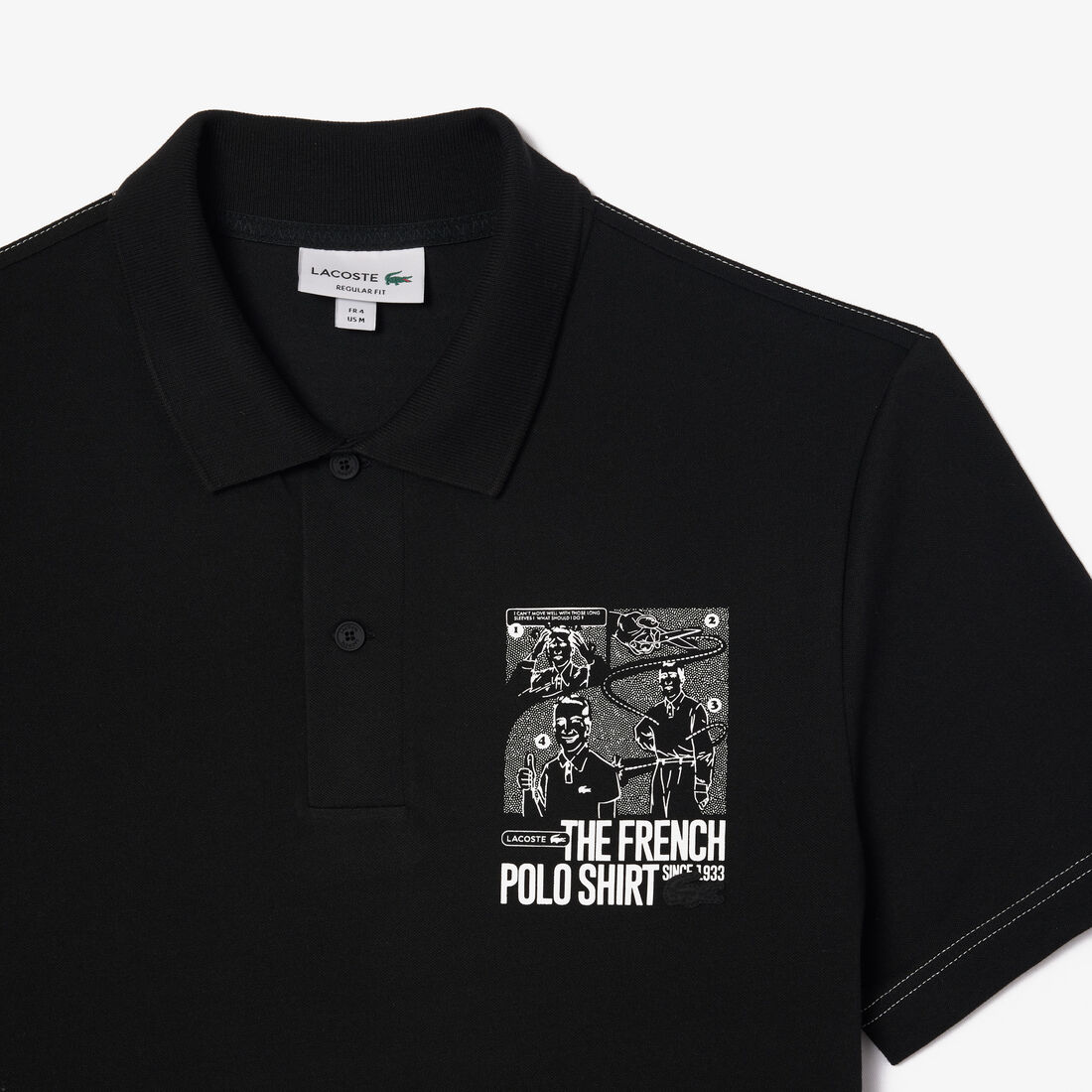 قميص بولو بطباعة أمامية وخلفية بحركة لاكوست قميص بولو بطباعة أمامية وخلفية بحركة لاكوست